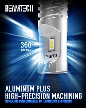 BEAMTECH H8 Fog Light Bulbs,3200 Lumens 6500K 1:1 Size Plug and Play of 2 | Super Bright,Xenon White,Non-polarity