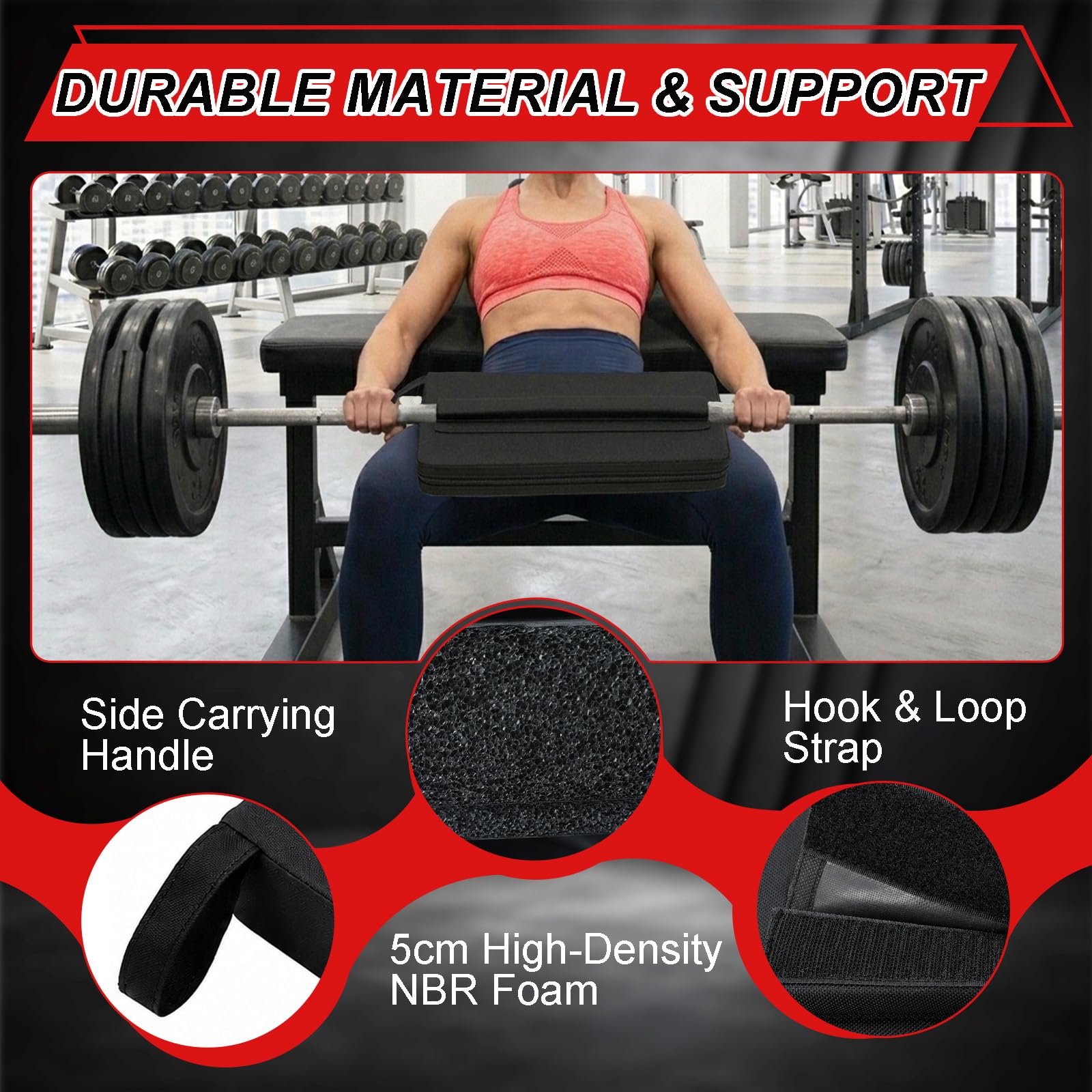Almohadilla protectora de espuma extra gruesa para levantamiento de pesas, empujes de cadera y puentes de glúteos, entrenamiento, equipo de gimnasio en casa