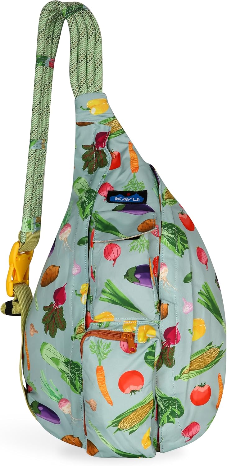 KAVU Slingback Pack with Adjustable Rope Shoulder Strap, Rainbow Stripe
