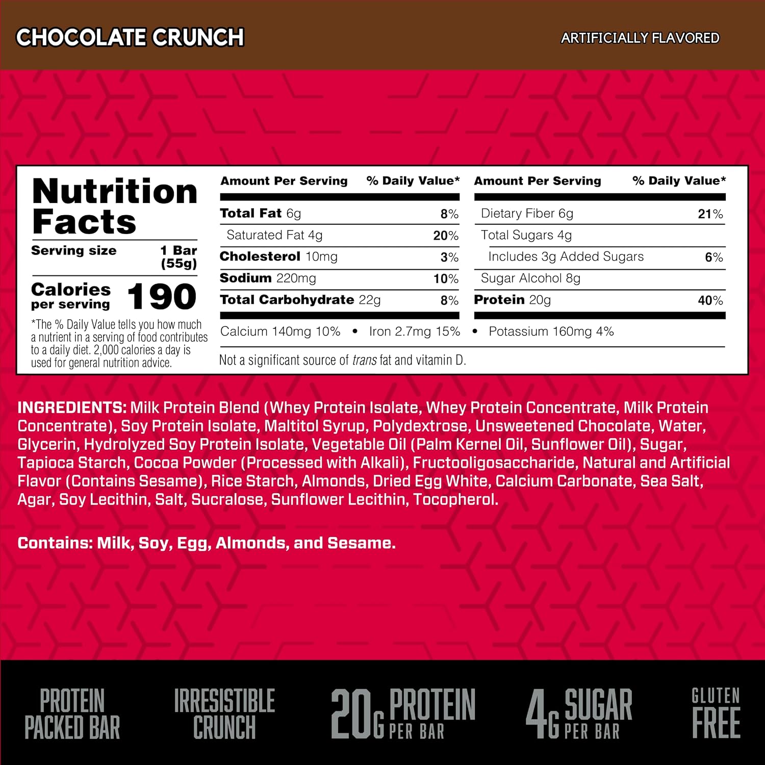 BSN Protein Crisp Bar, 20g Protein, Chocolate Crunch, 12 Count (Pack of 4) image 2