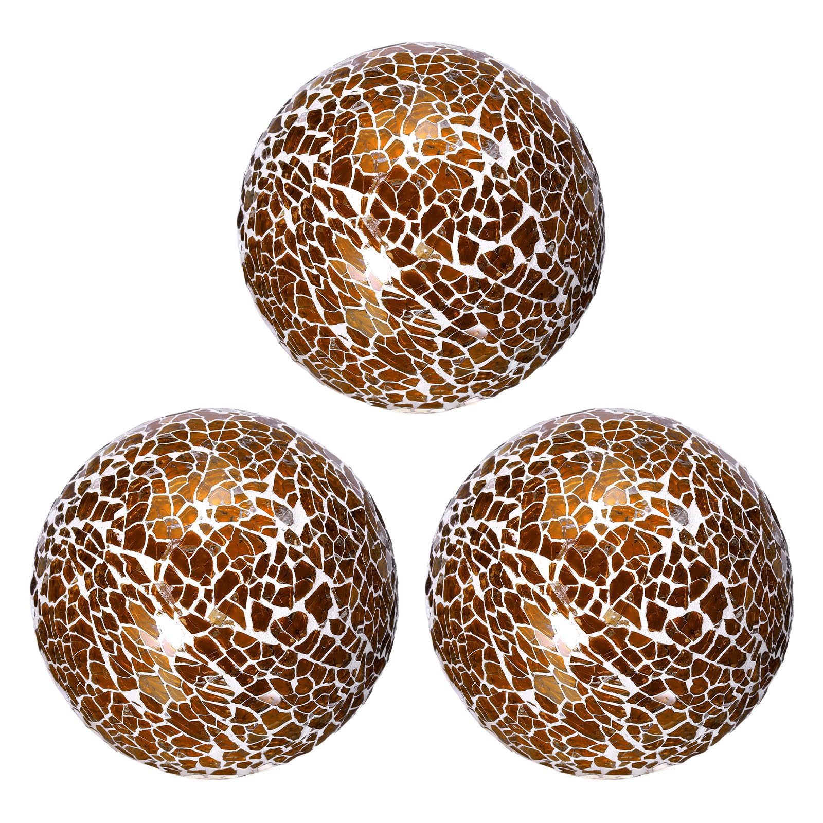 uxcell Dekorative Glaskugeln, 8,9 cm, Mosaik-Glaskugel für Dekoration, Schalen, Vasen, Esstisch, Party, Dunkelbraun, 3 Stück
