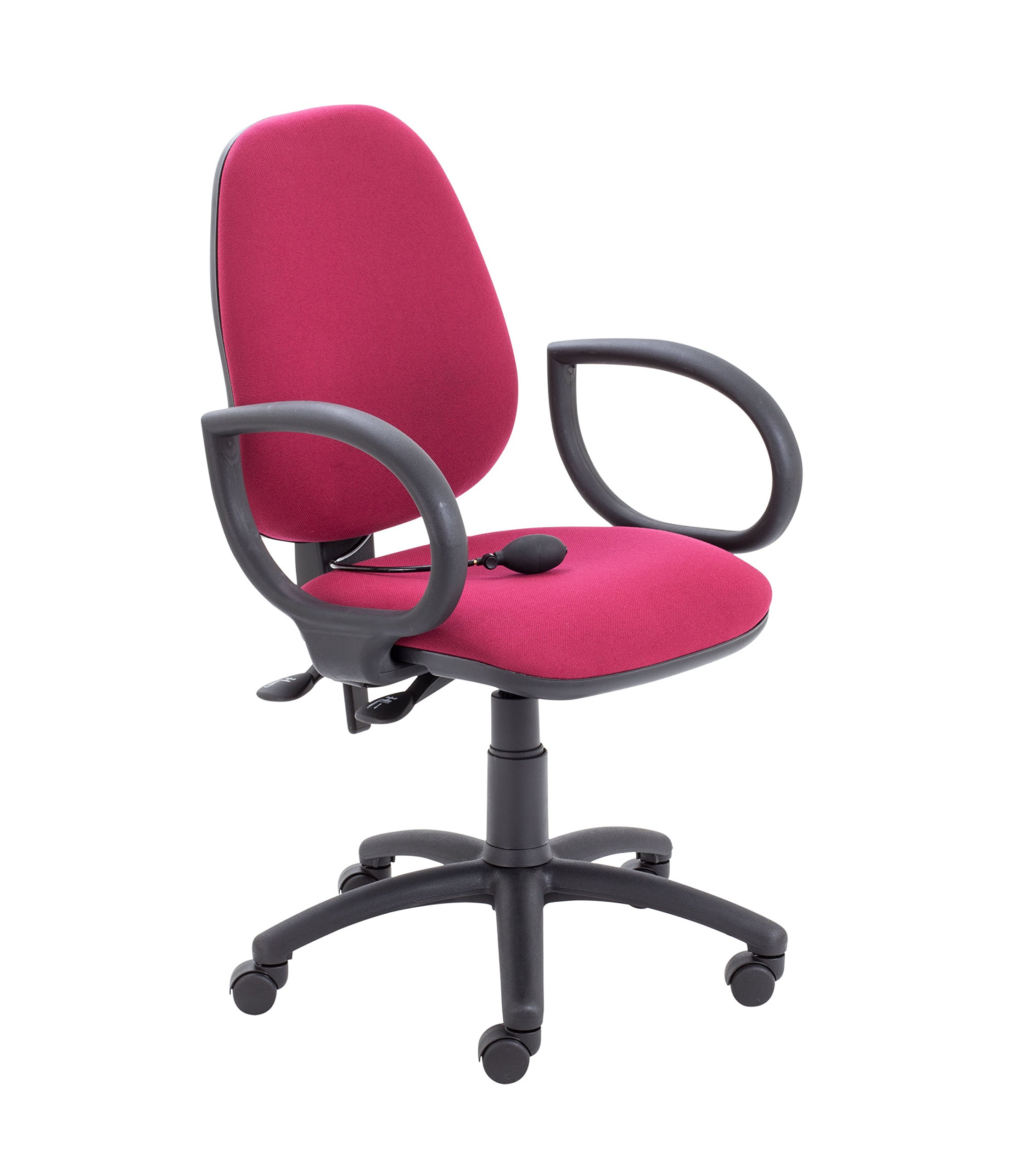 Calypso Ergonomic Office Chair With Fixed Arms - Claret