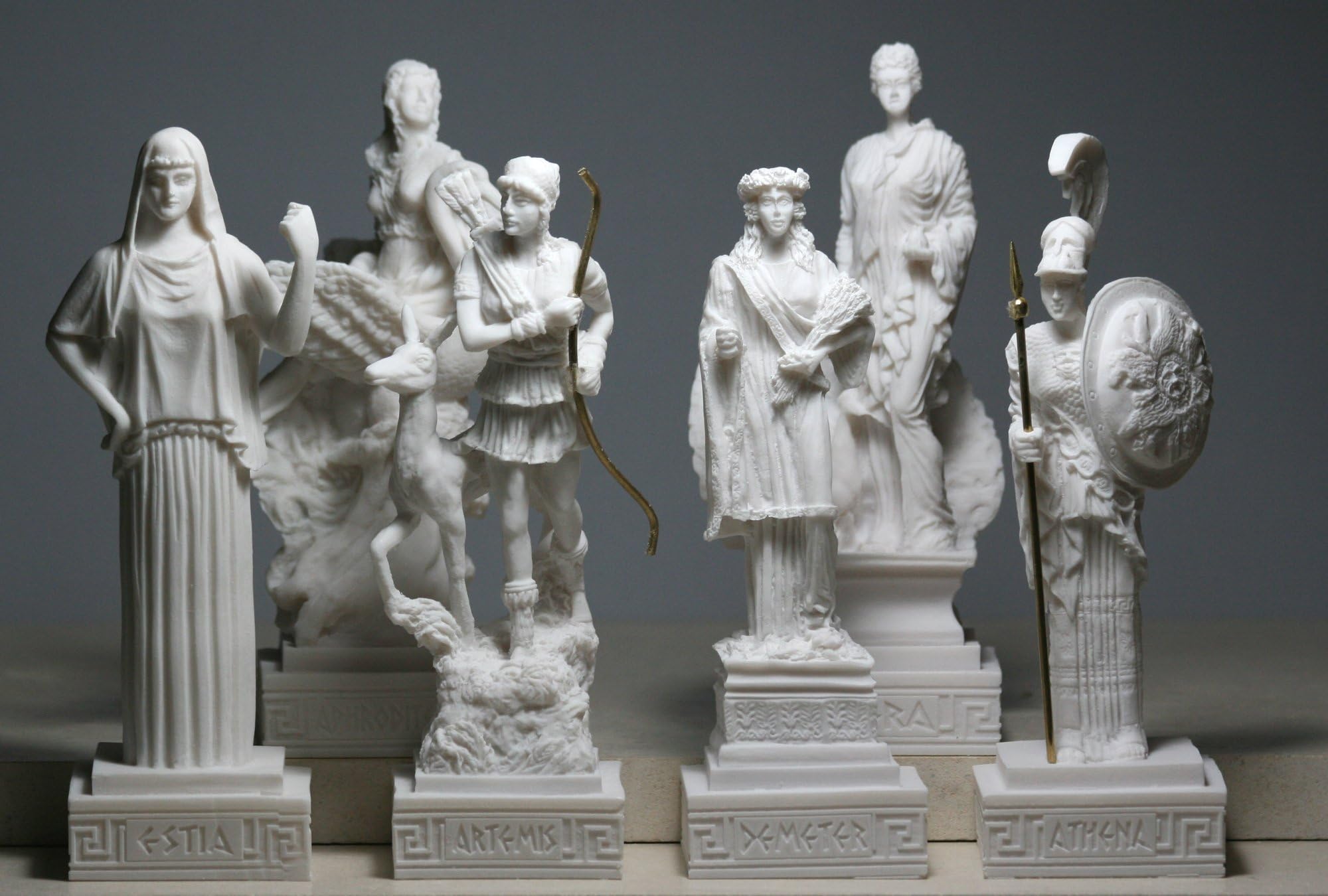6 Greek Goddess Hestia Aphrodite Hera Athena Artemis Demeter Cast Alabaster Statue