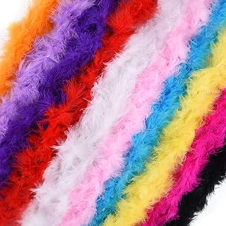 10 Pack 6.6ft Colorful Feather Boas, Natural Turkey Feathers Women Girls Dress Up Boa Craft Wedding Party Dress Up Halloween Costume Decoration Stage Performances Photo Shoot