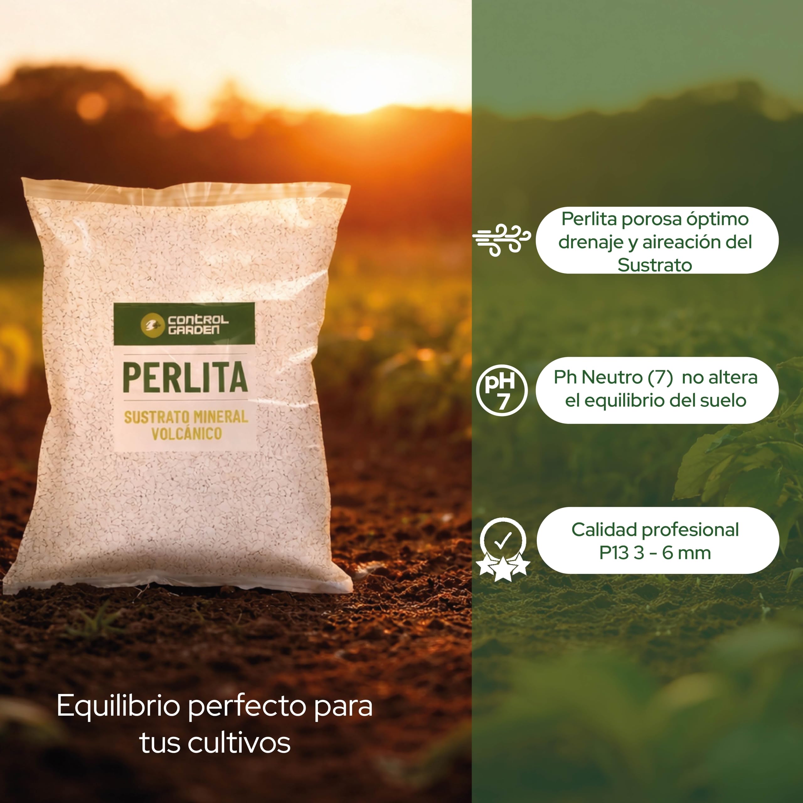 Control Garden Perlita 125 L | Tierra para Plantas y Cultivos Interior y Exterior | Sustrato Natural para Semillas | Fabricado en España