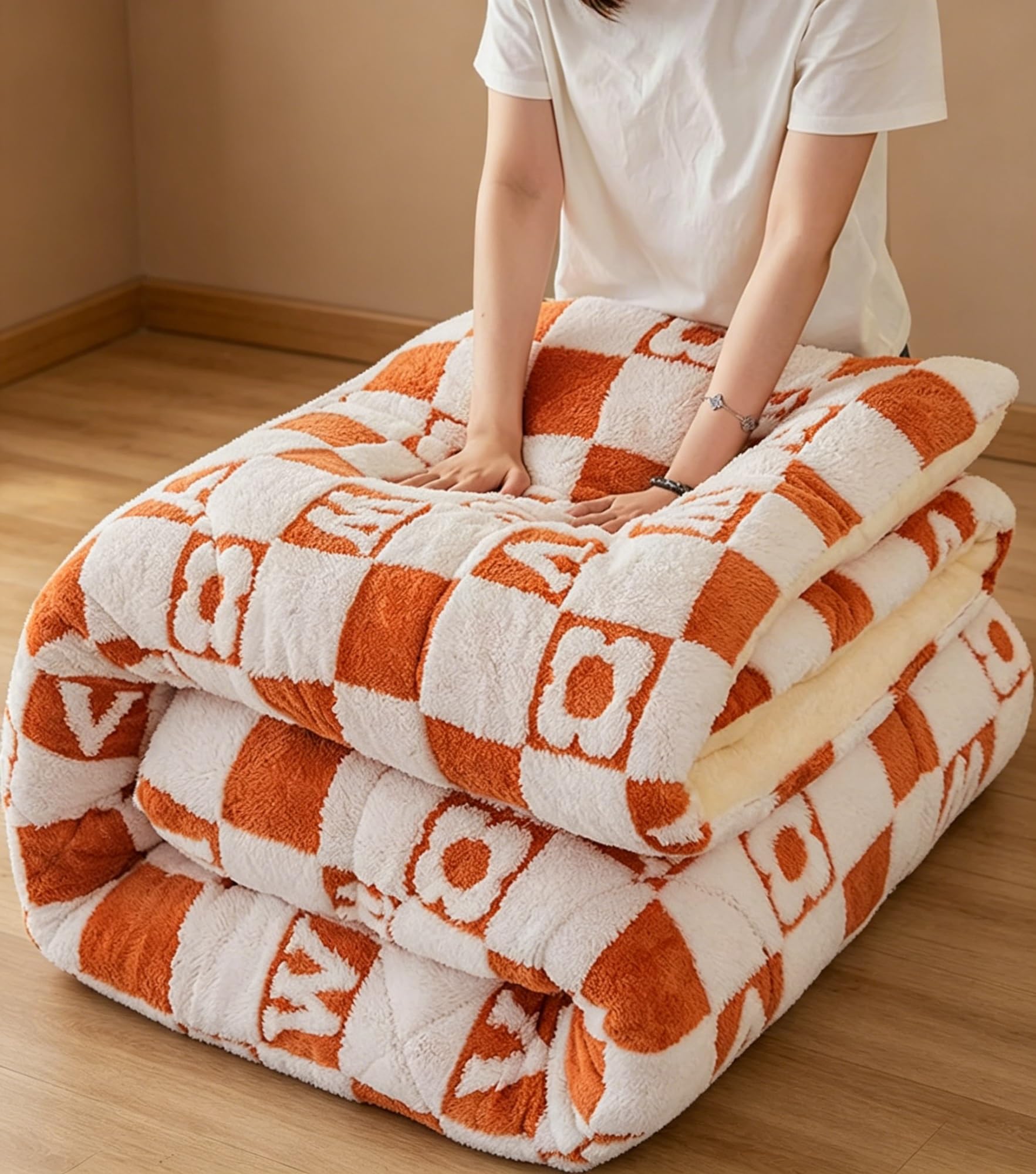 Couverture polaire matelassée qui ne glisse pas grand plaid lourd contre le froid 4.9kg