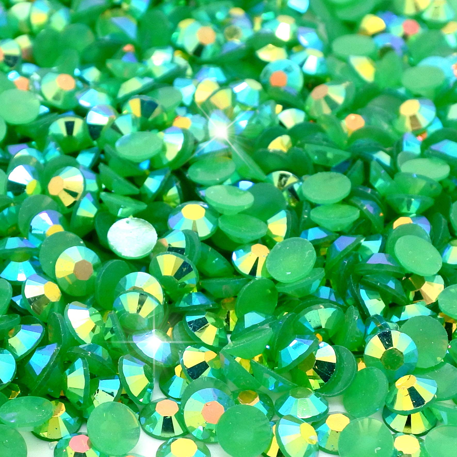 Little Snow Direct® Pack of 1000 Jelly AB Flat Back Rhinestones Diamante Gems Nail Art & Crafts (Emerald Jelly AB, 5mm)