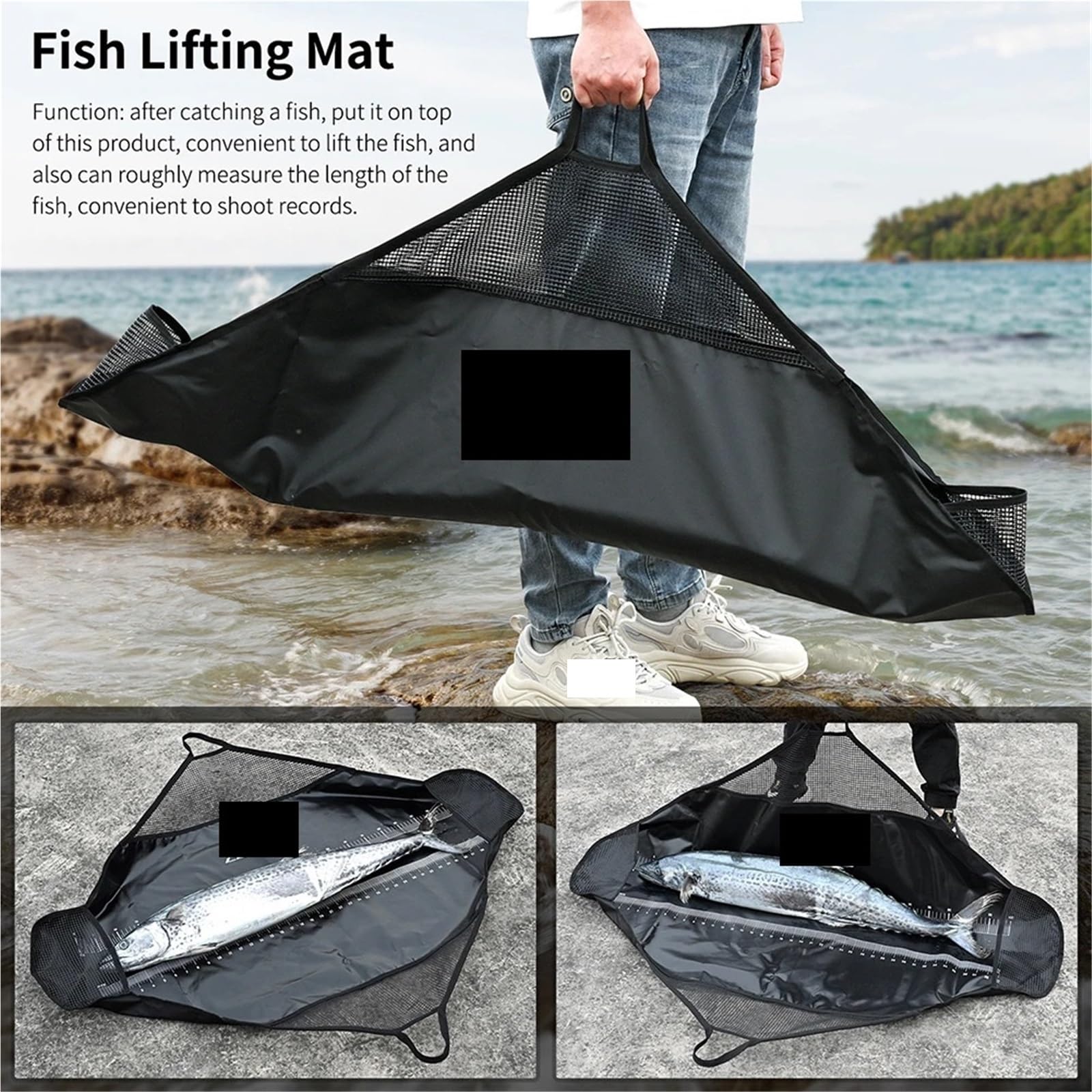 Tapis De RéCeption Carpe Sac de pêche en bandoulière, tapis d'atterrissage, mesure la longueur du poisson, pesée, balance numérique, protection, décrochage voyage, outil