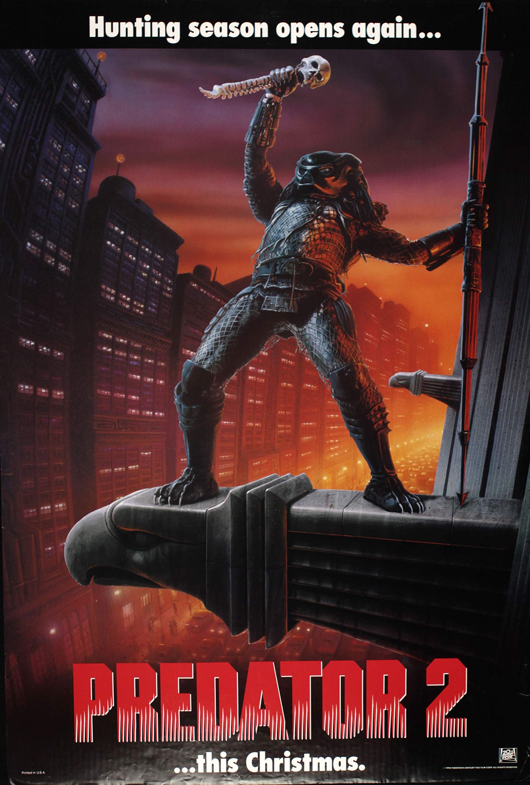 Rpw¨ Roystone Print Works White Vintage Predator 2 Movie Poster A3 Size 250Gsm 420Mm X 297Mm Satin Print