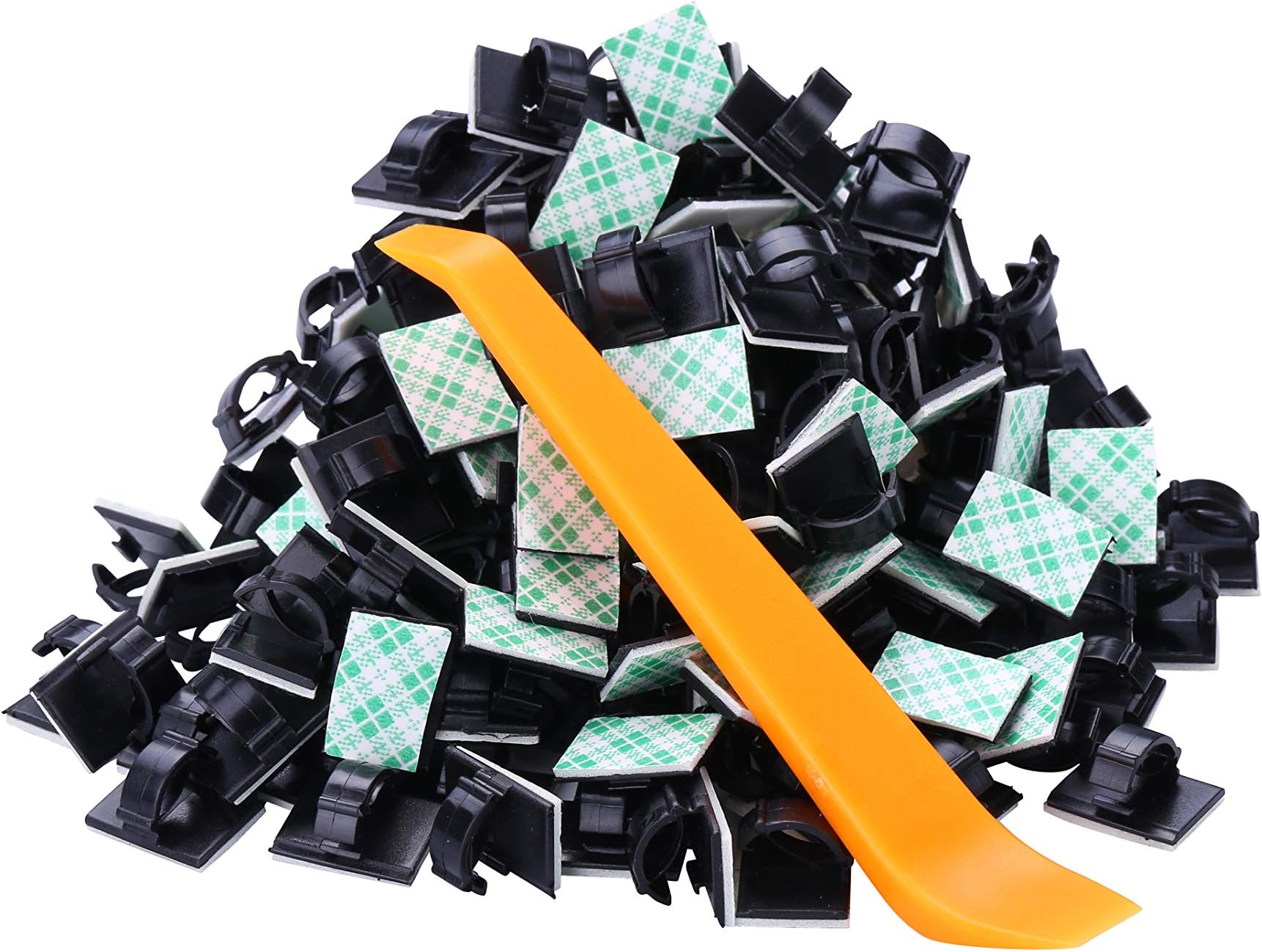 Aestheticism 105 Pcs Adhesive Cable Clips with 1 Crowbar for Driving recorder, USB Charging Cable, GPS, air purifier and Household wires arrange