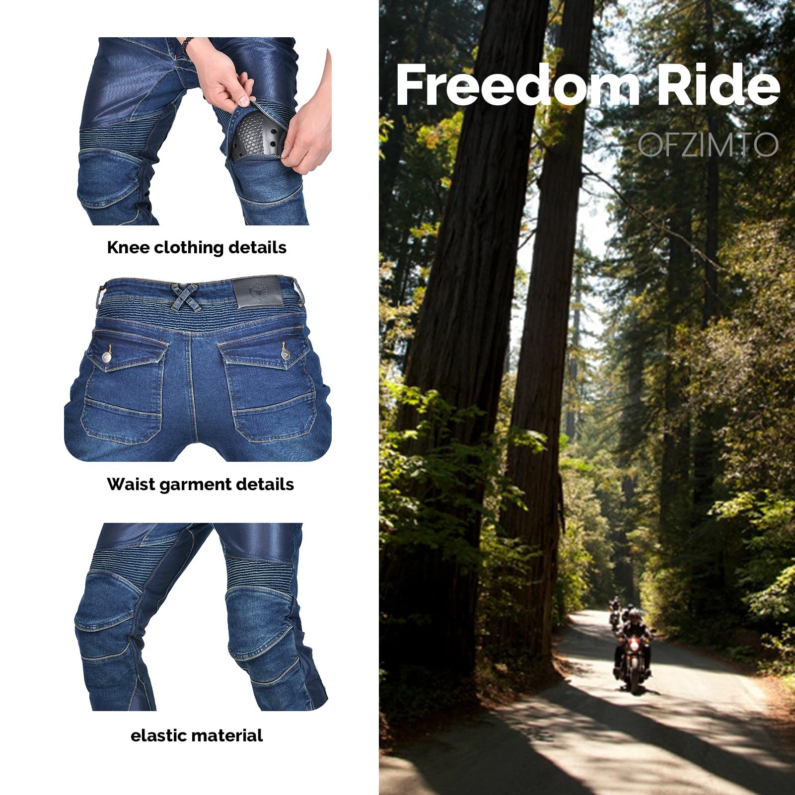Pantaloni Moto Uomo con Protezioni, Traspirante Jeans Moto, Disponibili in Un'ampia Gamma di Colori