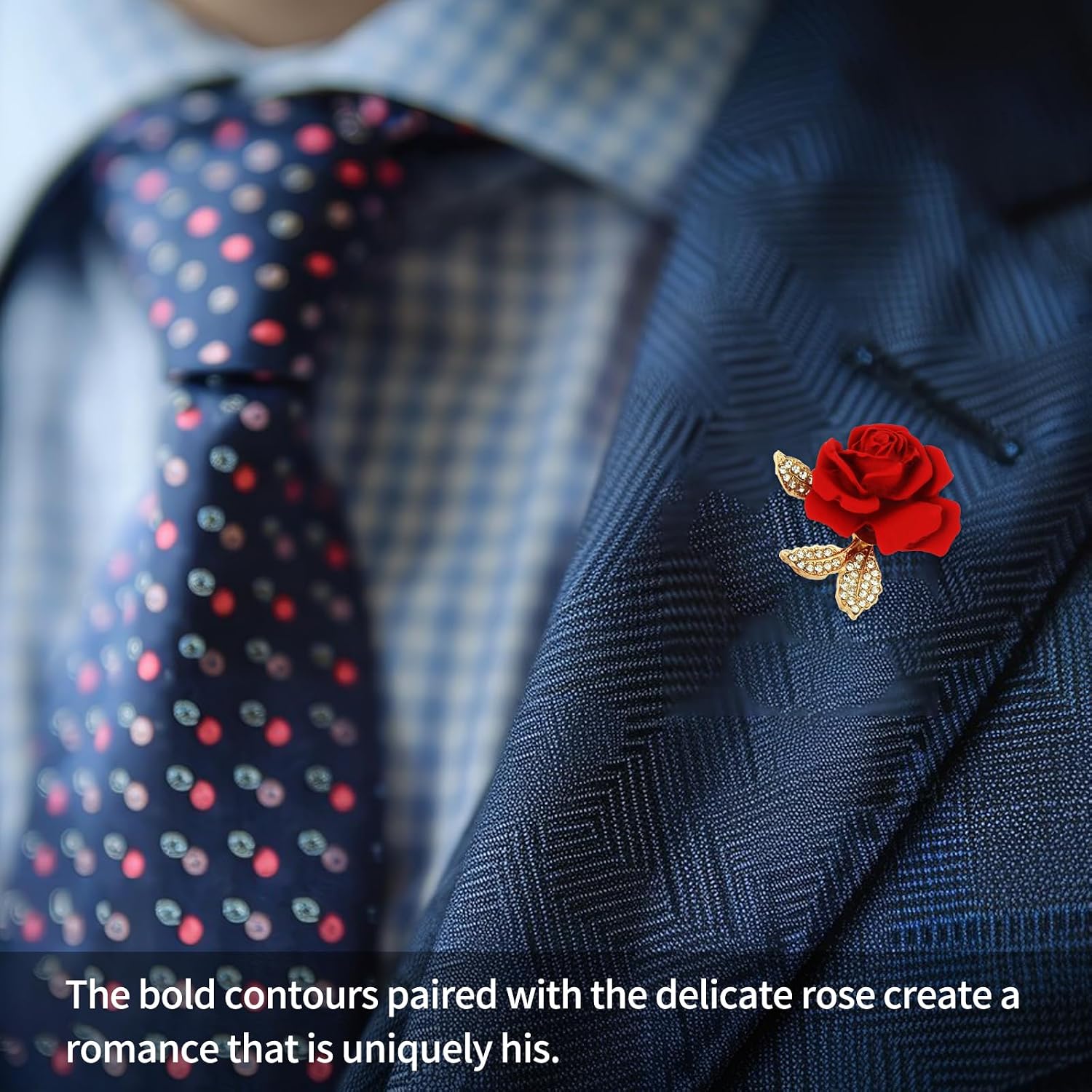 A set of two crystal red rose brooches, featuring elegant enamel floral brooches set with synthetic crystals. This stylish accessory perfectly complements parties, balls, weddings, Valentine's Day gifts, and other occasions, making it an ideal gift for women and young ladies.