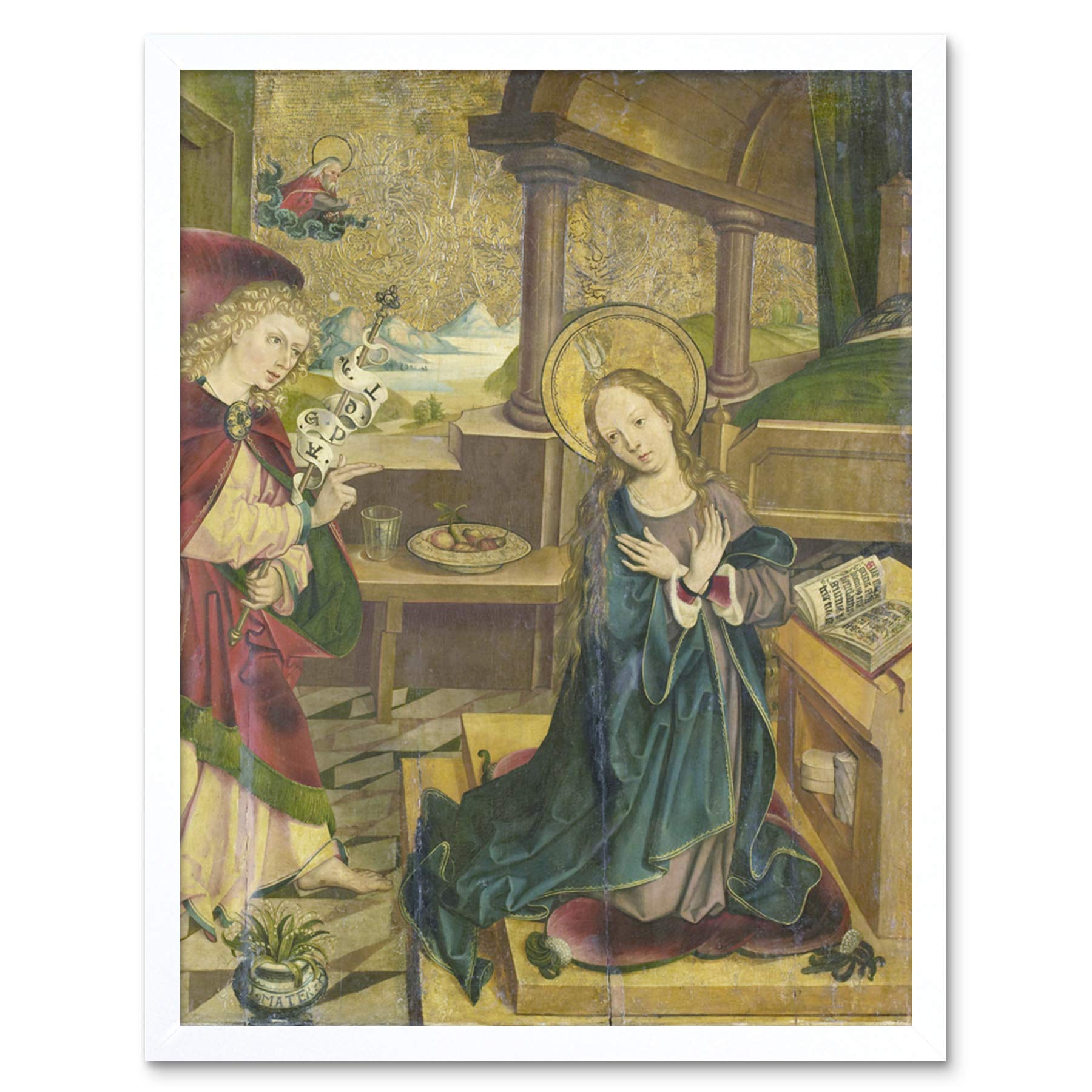 Artery8 Altaar Annunciation To The Virgin Painting Art Print Framed Poster Wall Decor 12x16 inch