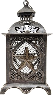 Rustic Western Lantern Lamp with Star Silhouette Design – Vintage Plug-i...