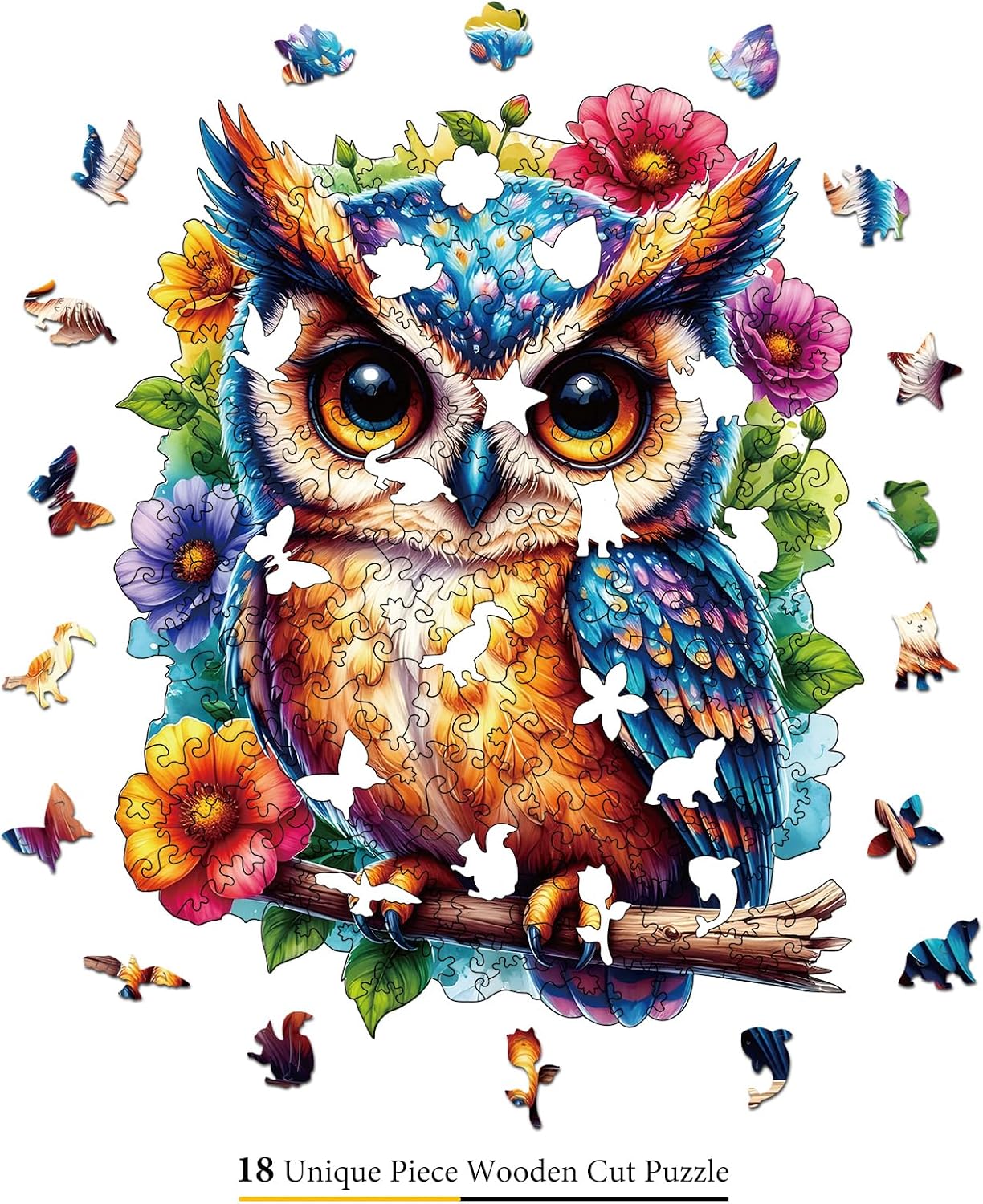 Amphol Owl Wooden Jigsaw Puzzles, 200 Pieces Wooden Puzzles for Adults, 9.5"x11.8" Wooden Puzzles with Unique Shape, Great Gift and Family Game