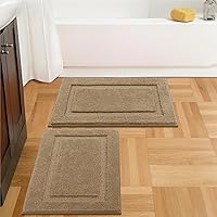 Vista 42 de SHACOS Juego de 2 alfombras de baño suaves y esponjosas de color blanco de 16 x 24 + 20 x 32 pulgadas, alfombras de baño antideslizantes y lavables
