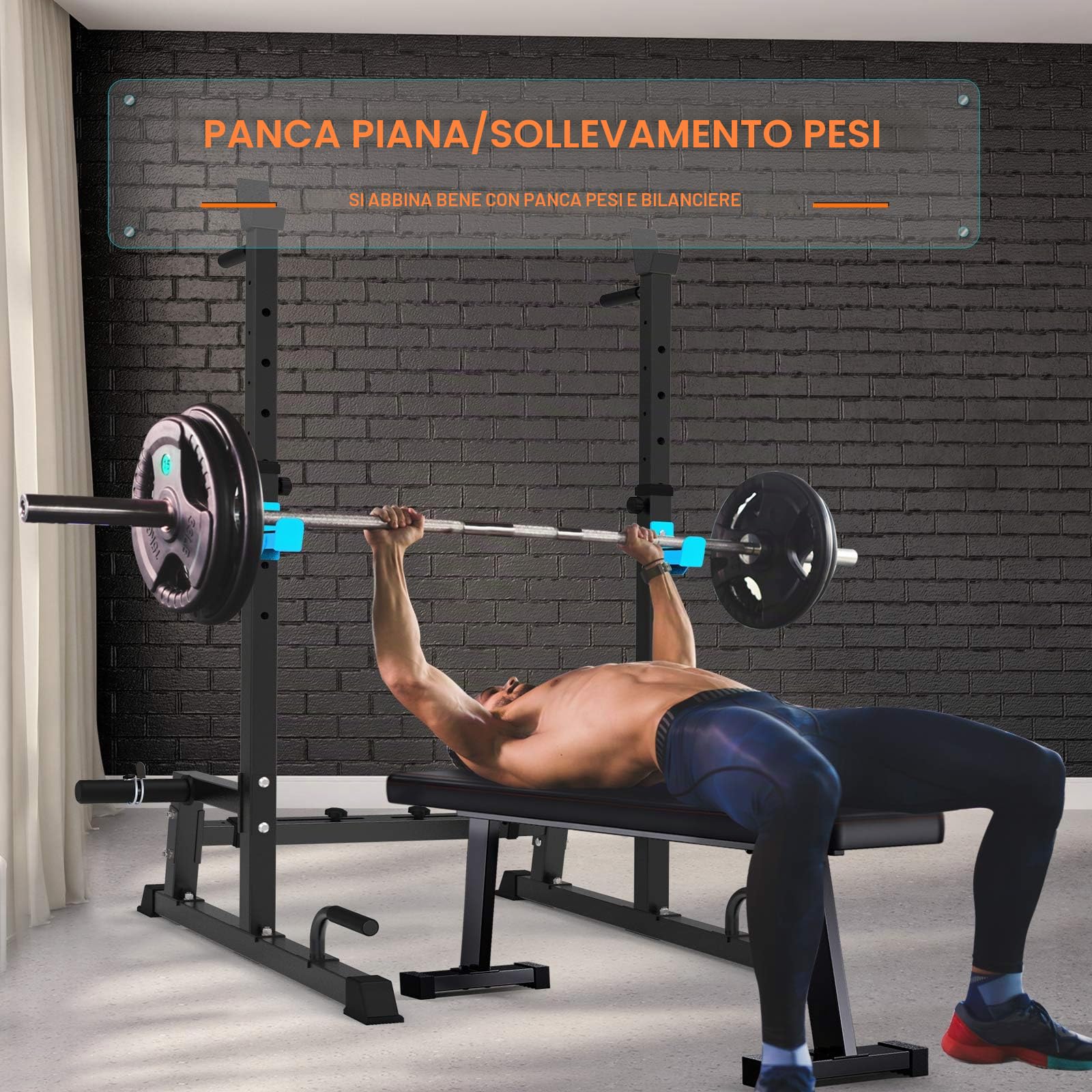Jx Fitness Supporto multifunzione, rastrelliera per bilanciere, altezza regolabile, per casa, palestra, sollevamento pesi, panca per sollevamento pesi, stazione di spinta portatile