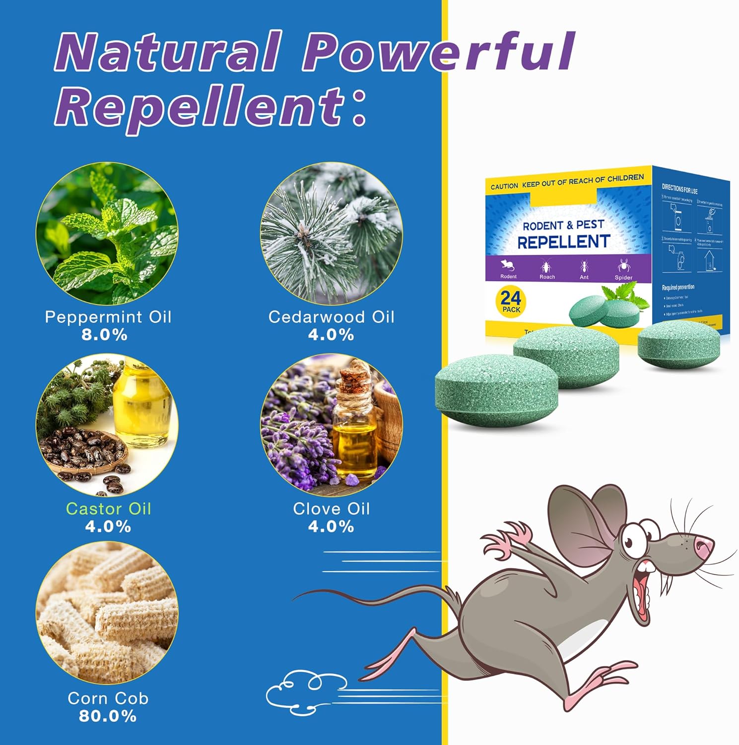 Mouse Rodent Repellent, 24 Pack Mouse Repellent Balls - Peppermint Lemon Oil Mice Repellent for Squirrel Rats Spider Pests, Mice Repellent for Indoor/Outdoor Use - Natural Mouse Deterrent & Pet Safe - Image 2