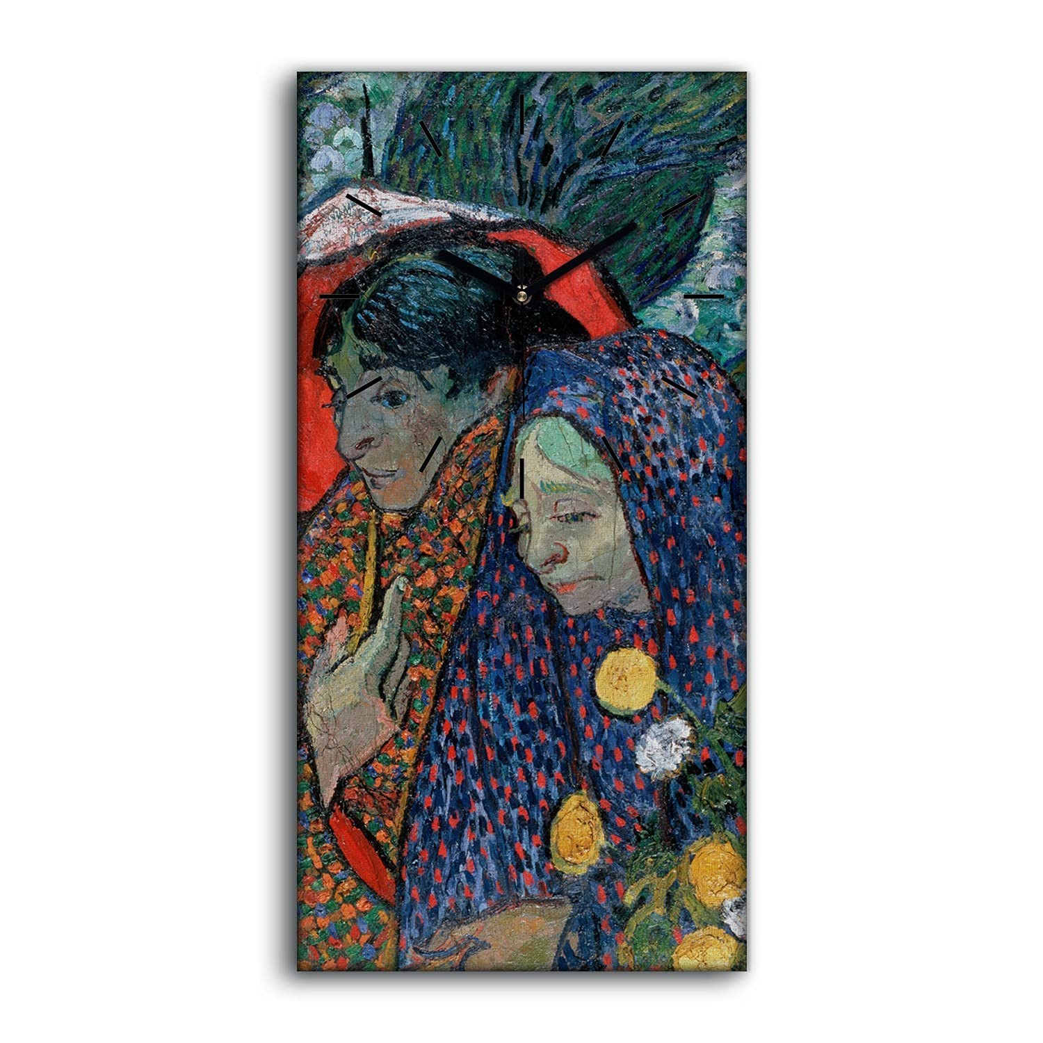Horloge sur toile 30x60cm Mémoire du Jardin d'Etten avec aiguilles noires