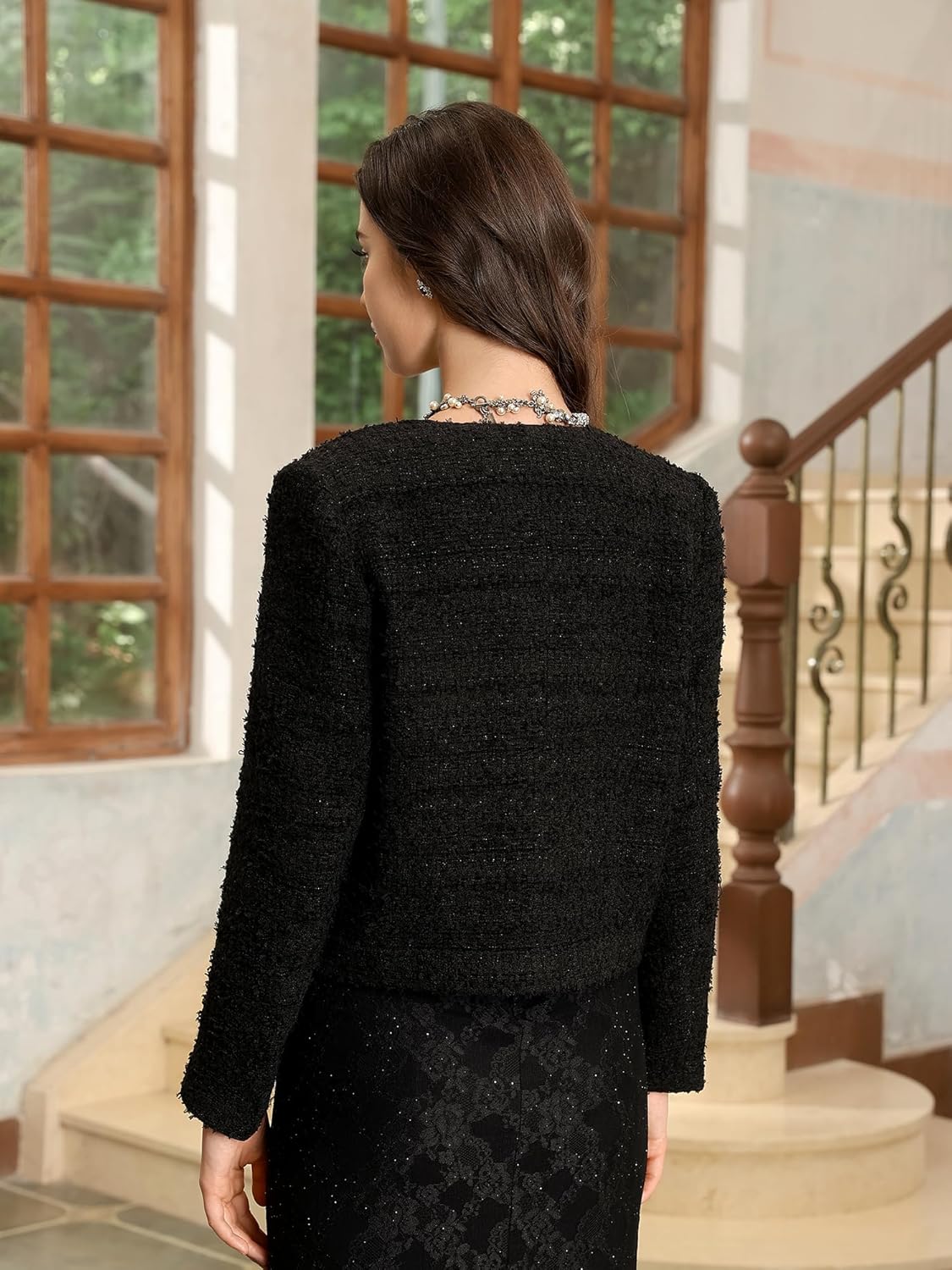 M.Infisavo 2026 Women Cropped Tweed Blazer Woolen Boucle Jackets Spring Fall Winter Elegant Business Casual Outfits - Image 3