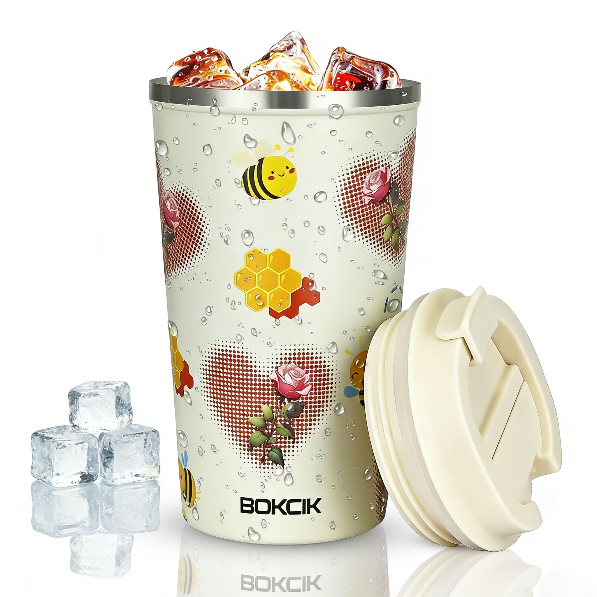 BOKCIK Auslaufsicherer Reisebecher für unterwegs, isolierter Becher 510 ml | Nahtlose Innenbeschichtung, BPA-frei, doppelwandig, hält stundenlang heiß und kalt, perfekt für Kaffee, Tee und Wasser