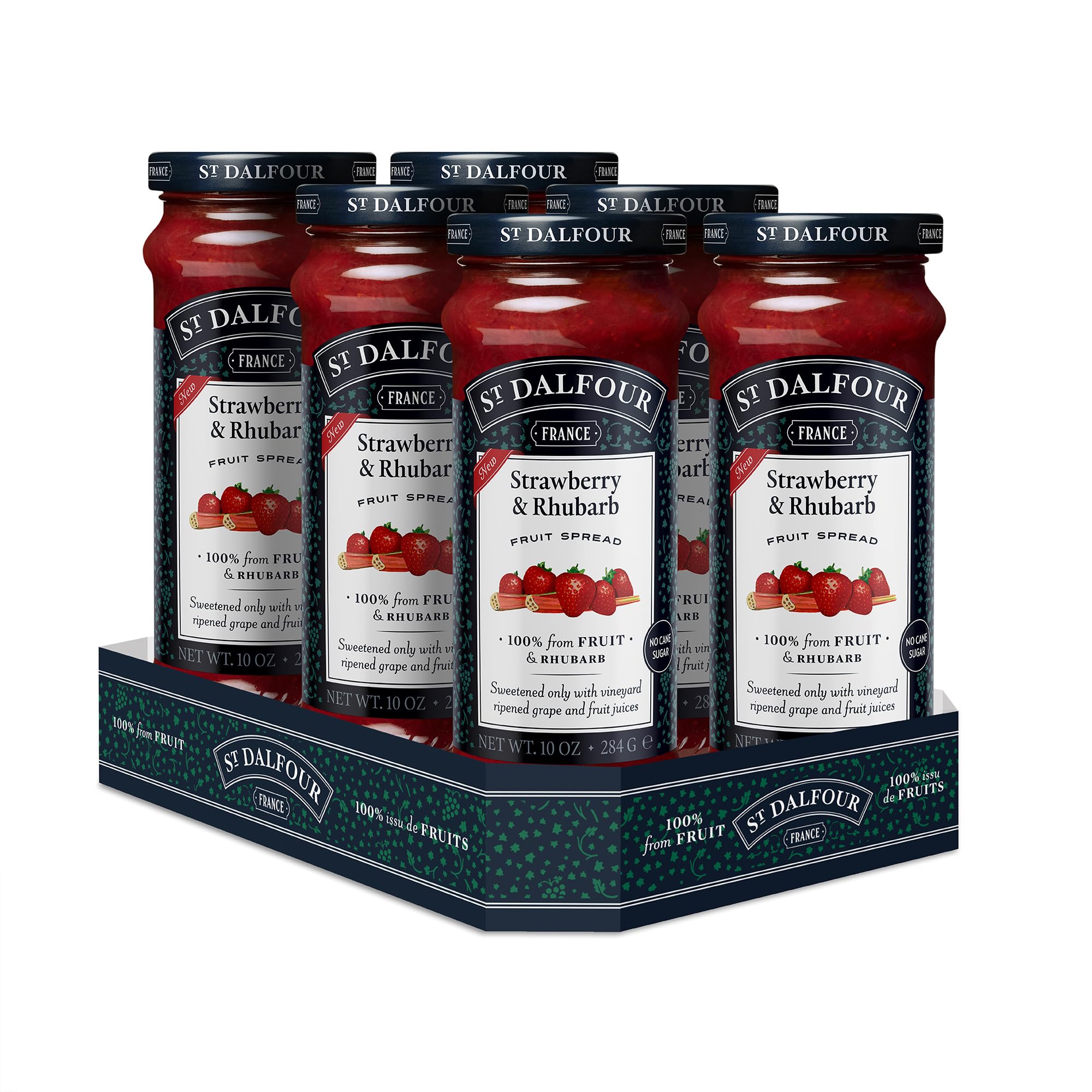 St. Dalfour Strawberry & Rhubarb / 10 Ounce (Pack of 6) / Natural Jams & Preserves