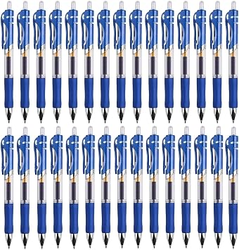 30pcs Blue Gel Ink Pens for Writing, 0.5 mm Pens Fine Point Smooth Writing Pens for Journaling, Bulk Retractable Rollerball Pens for School Office.