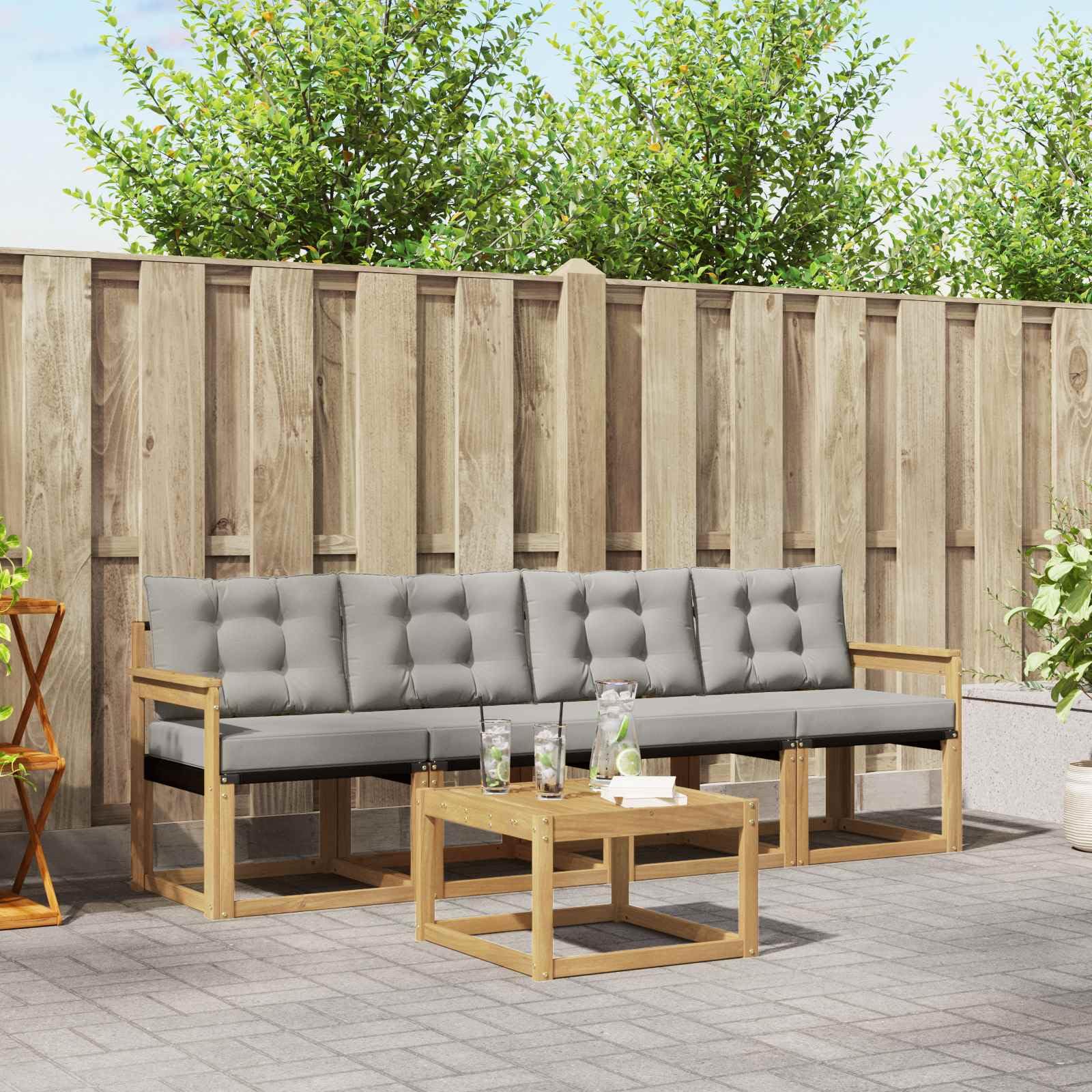Canapé modulaire d'extérieur en acacia pour terrasse