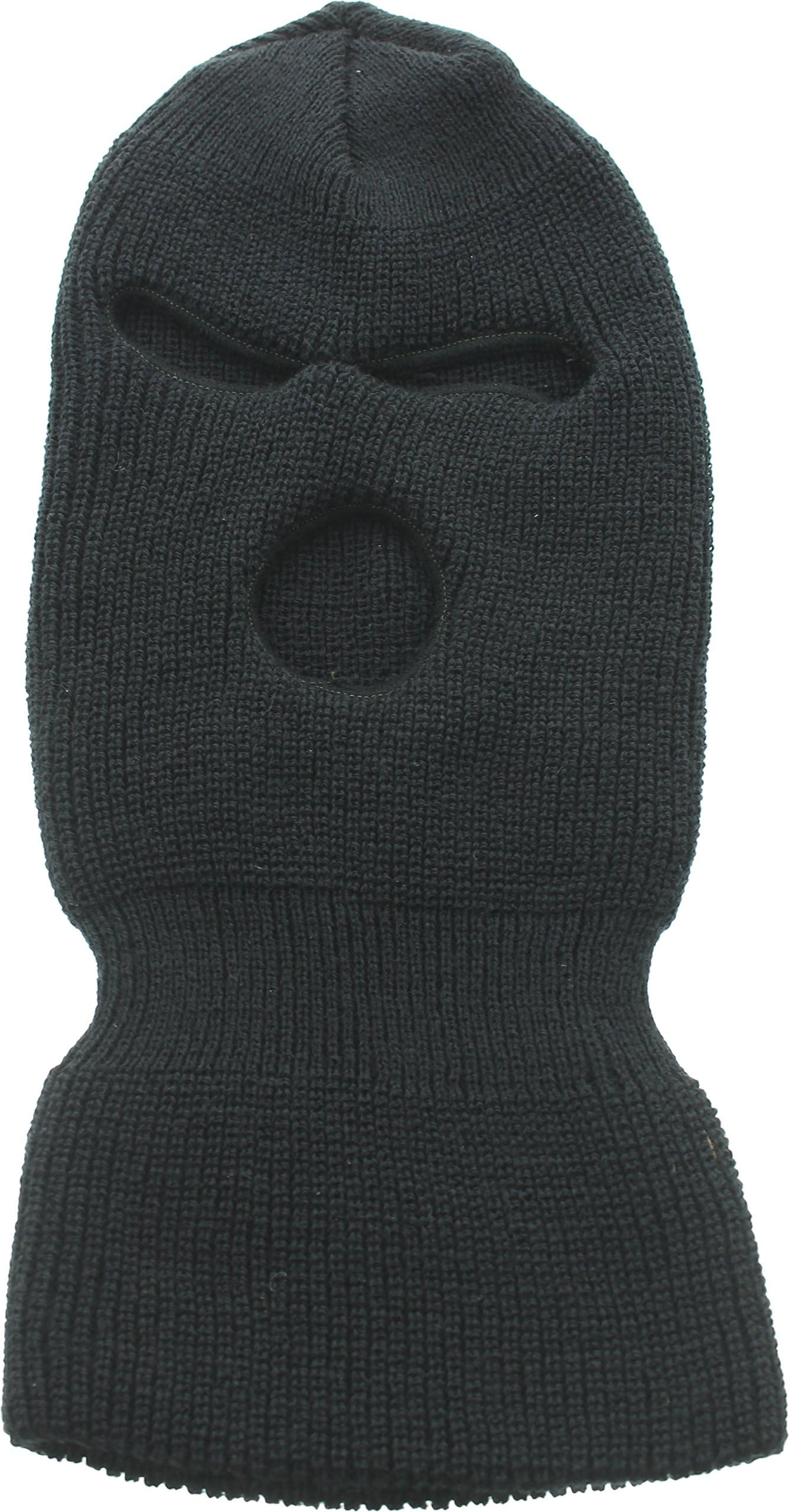 Black Three Hole Face Mask Acrylic, Ski Winter Cold Weather Hat - US Made (Adult, One Size Fits Most)