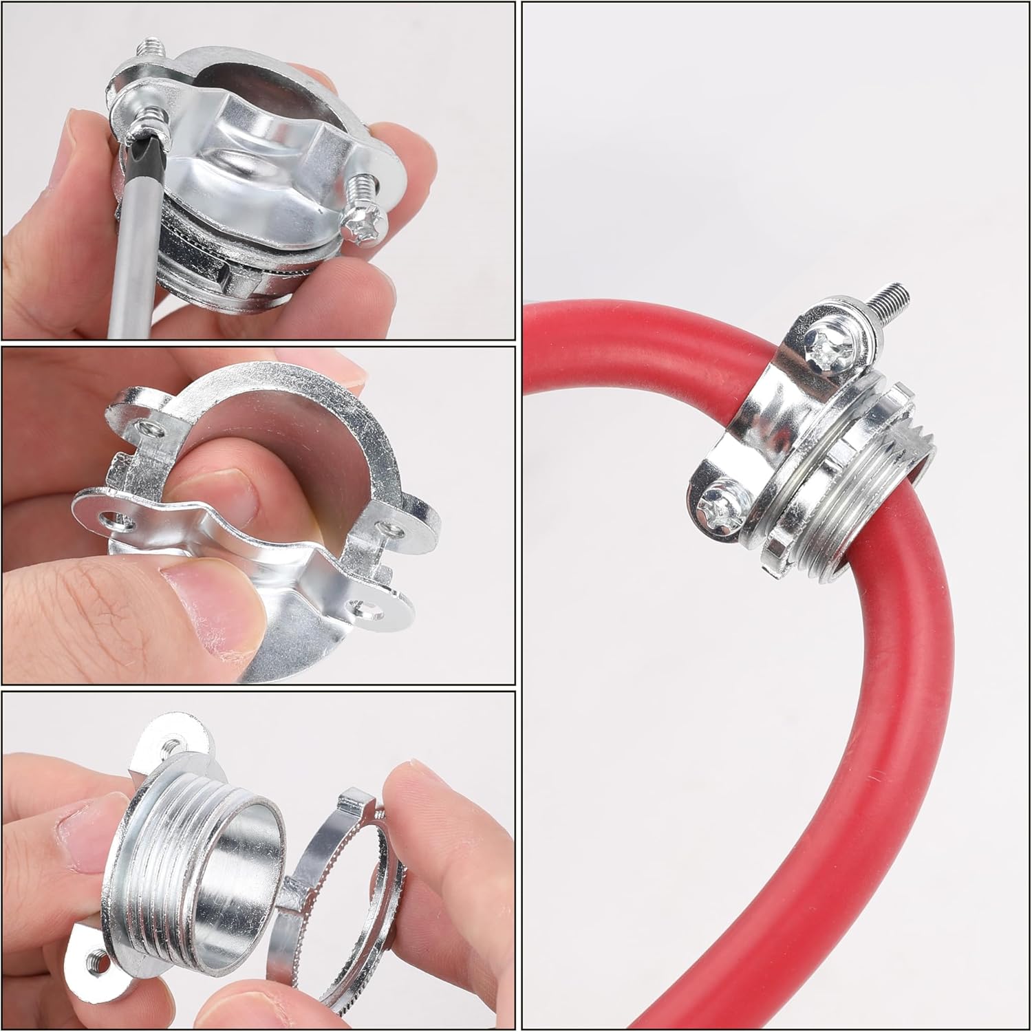 Hromee Cable Connectors, 20PCS 1/2" 3/4" 1” Clamp Type Cable Connectors Assortment for Metallic Conduit Protect Cables
