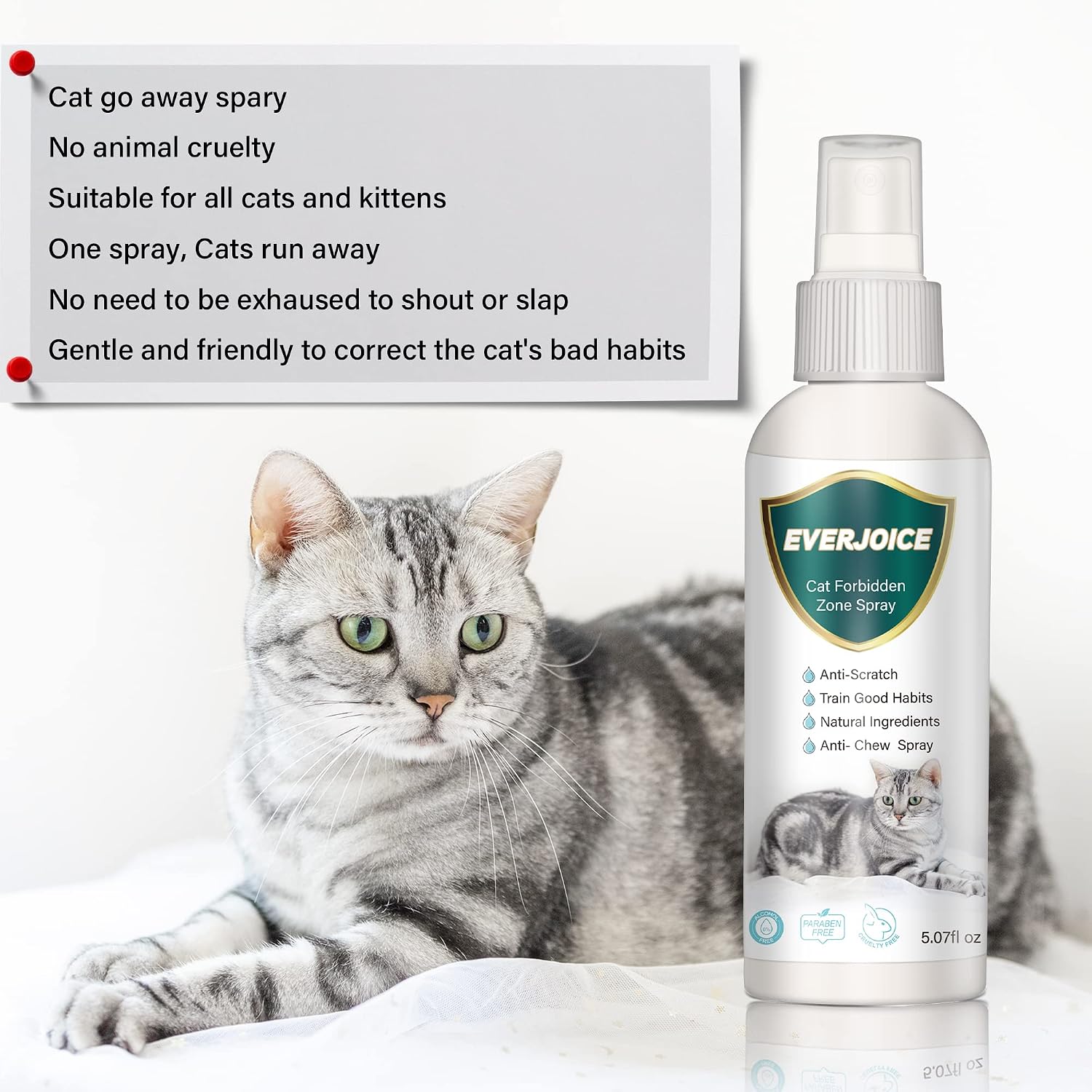 EverJoice Cat Repellent Spray, Anti Chew and Scratch, Training Aid for Cat & Kitten, Couch Plants Furniture Protector, Cat Spray Deterrent for Indoor & Outdoor Use