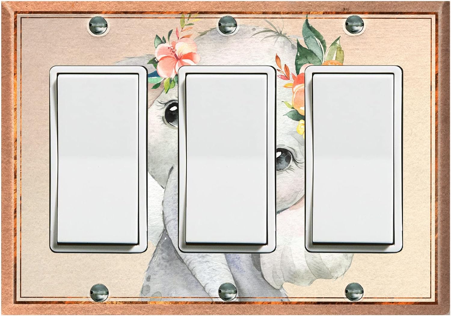 Metal Light Switch Plate Cover Cute Baby Animal Elephant ANM034