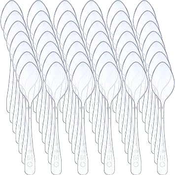 Nuogo 500 Pcs Clear Mini Spoons for Desserts 3.7 Inch Small Plastic Disposable Spoons Bulk Tiny Serving Utensils for Cake, Sample, Ice Cream, Appetizer, Pudding
