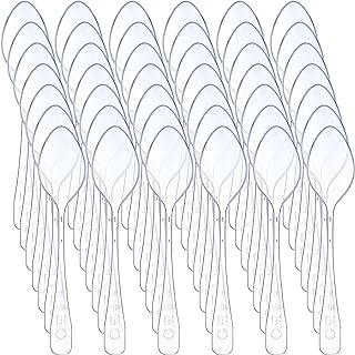 Clear Mini Spoons for Desserts Small Plastic Tasting Spoon Tiny Disposable Spoons Plastic Serving Utensils Bulk for Sample, Ice Cream, Appetizer, 3.7 x 0.8 Inch (500 Pcs)
