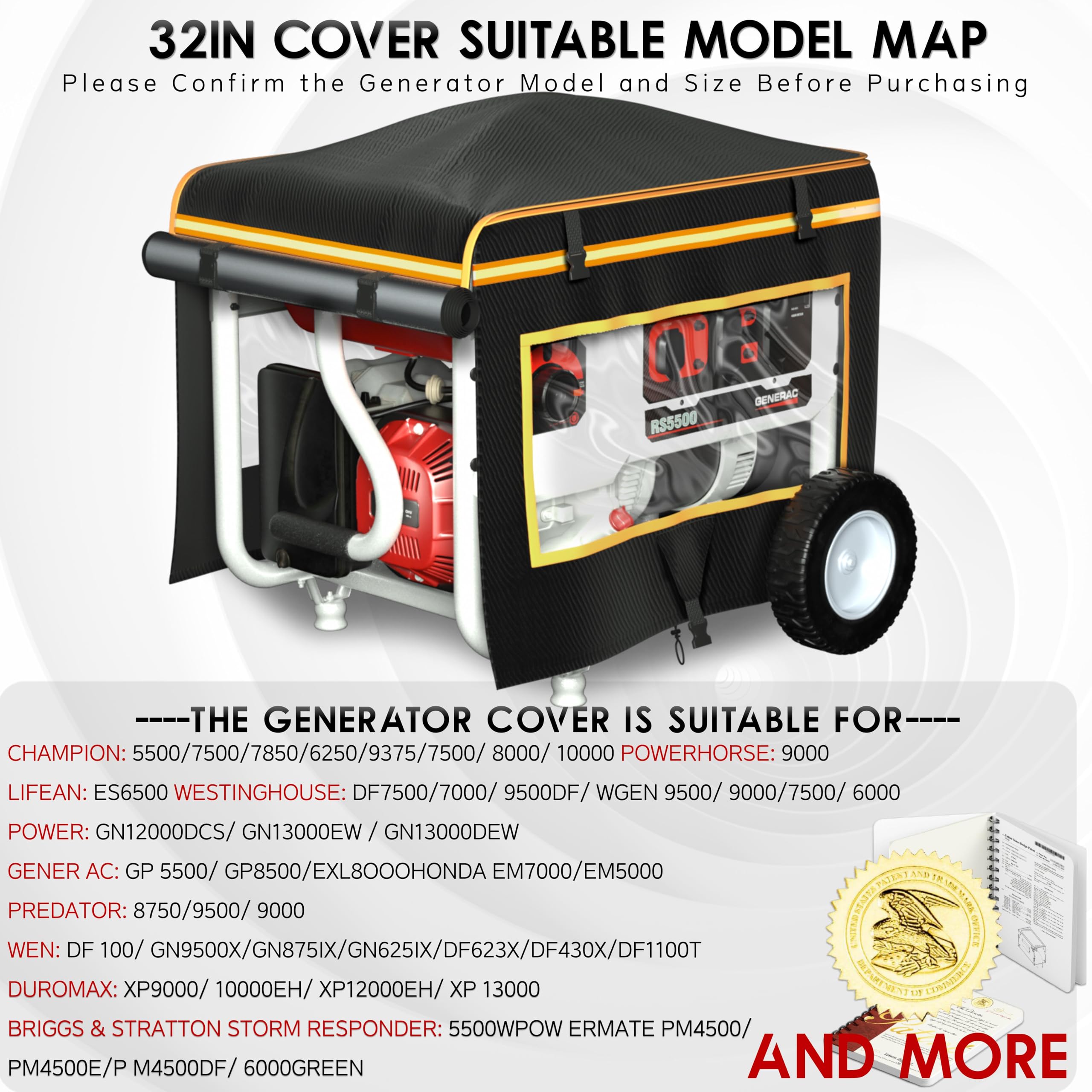 Cubierta de tienda de campaña para generador mientras corres, 32 pulgadas de largo x 24 pulgadas de ancho x 24 pulgadas de alto, cubierta impermeable resistente para exteriores, compatible con