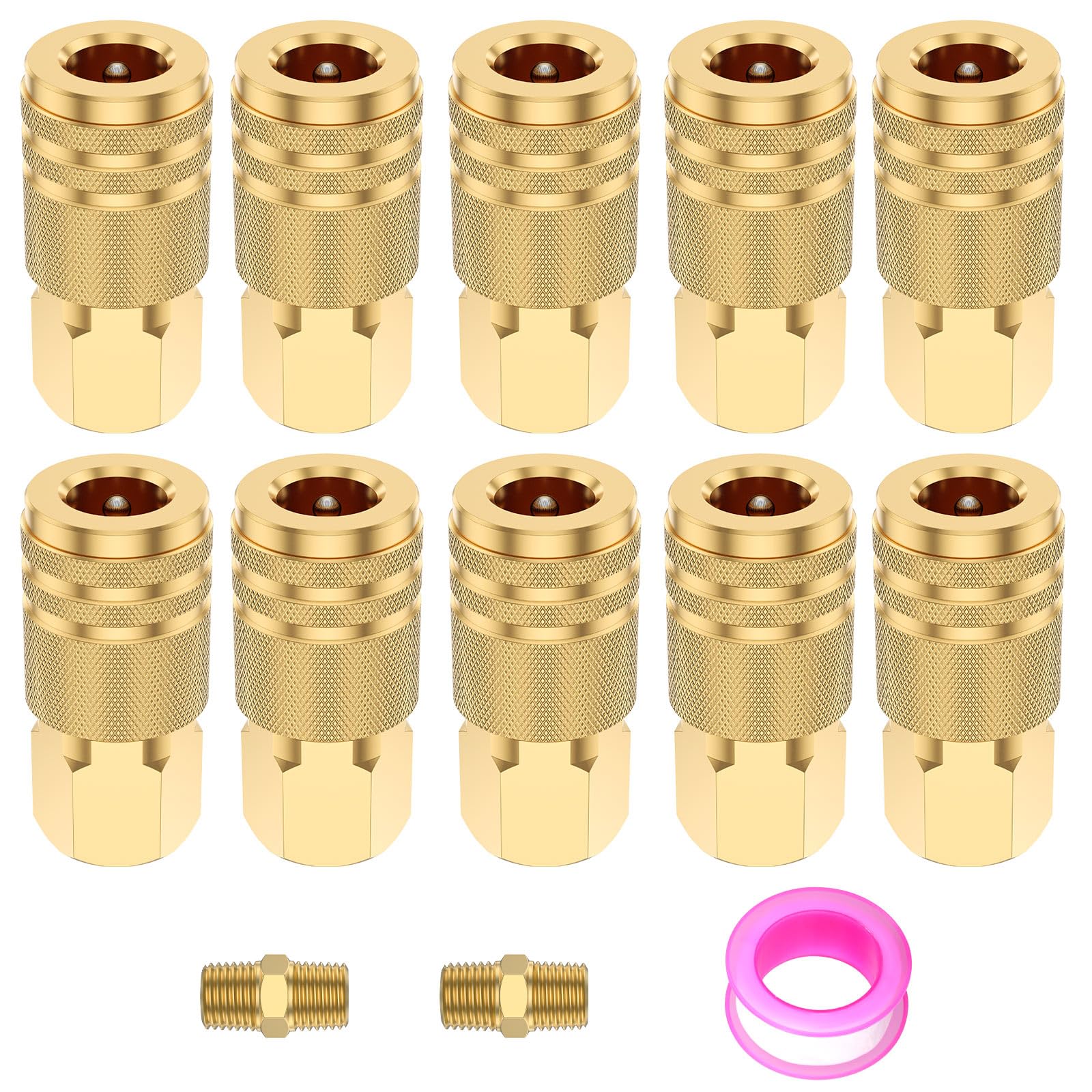 10pcs 1/4in Female Industrial Coupler, 1/4" NPT Thread Air Hose Quick Connect Fittings for Automotive Repair Air Compressor & Pneumatic Tools