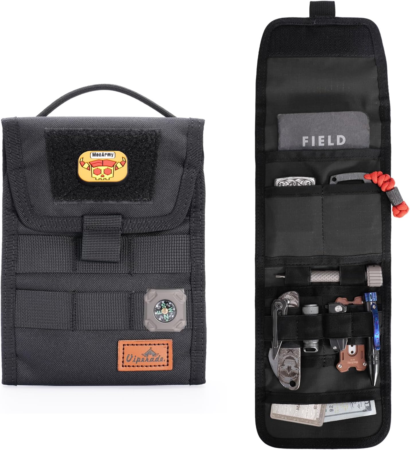 VIPERADE VE12 Folding EDC Organizer Pouch, Molle Tool Bag, Trifold Tool Pouch, Utility EDC Pocket Organizer for Outdoor and Daily Used