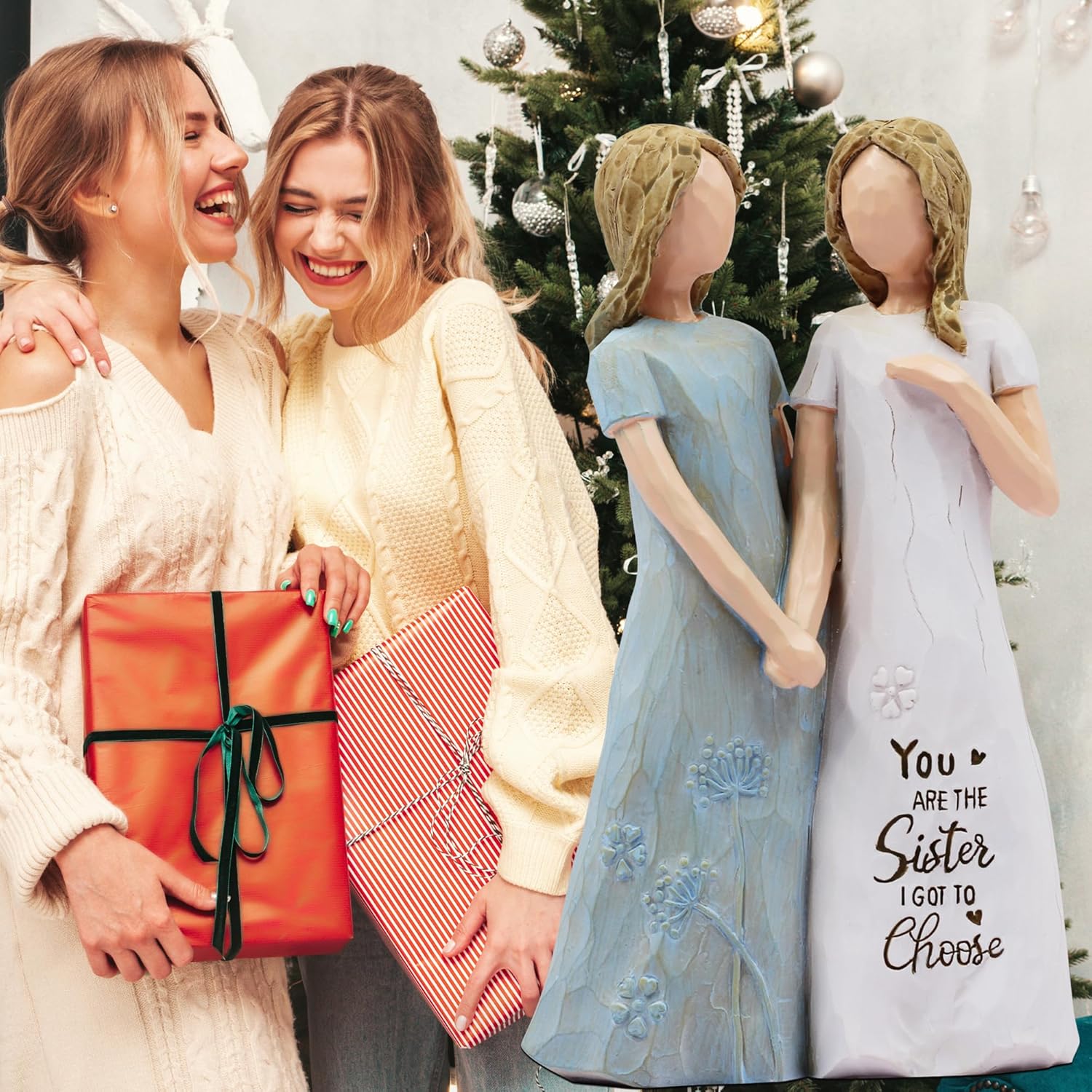 BORLESTA Sister Birthday Gifts, Gifts for Sister - Big Sister Gift, Sister in Law Gifts, Gifts for Sisters from Sisters Adult - My Sister My Friend Walk with Me - Sister Gift Statues (Blue) - Image 6