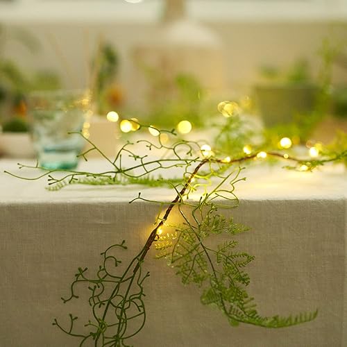 Miniatura 6 de Decoraciones del día de San Patricio, guirnalda de helechos verdes con luces, funciona con pilas, luces verdes para dormitorio, fiesta, fiesta