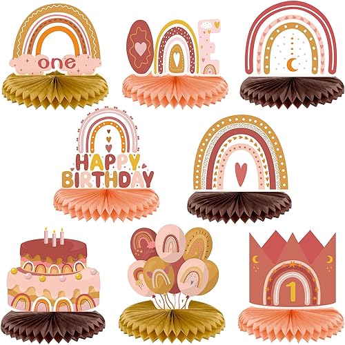 8 piezas de decoración de fiesta de arcoíris para mesas, decoración de fiesta de arco iris apagado, centro de mesa de cumpleaños, centro de mesa de