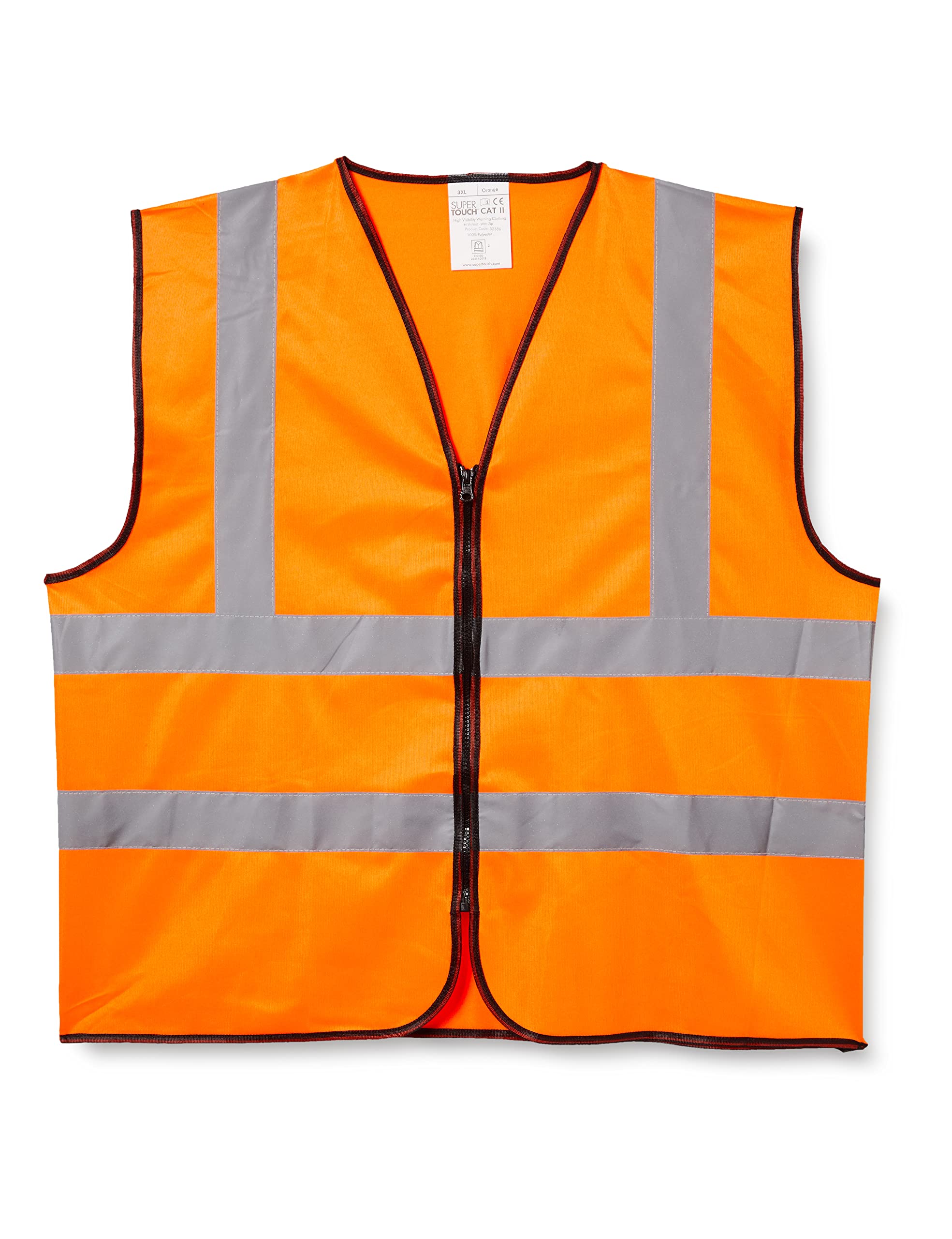 Supertouch 32381 Zipped Hi Vis Vest, Small, Orange