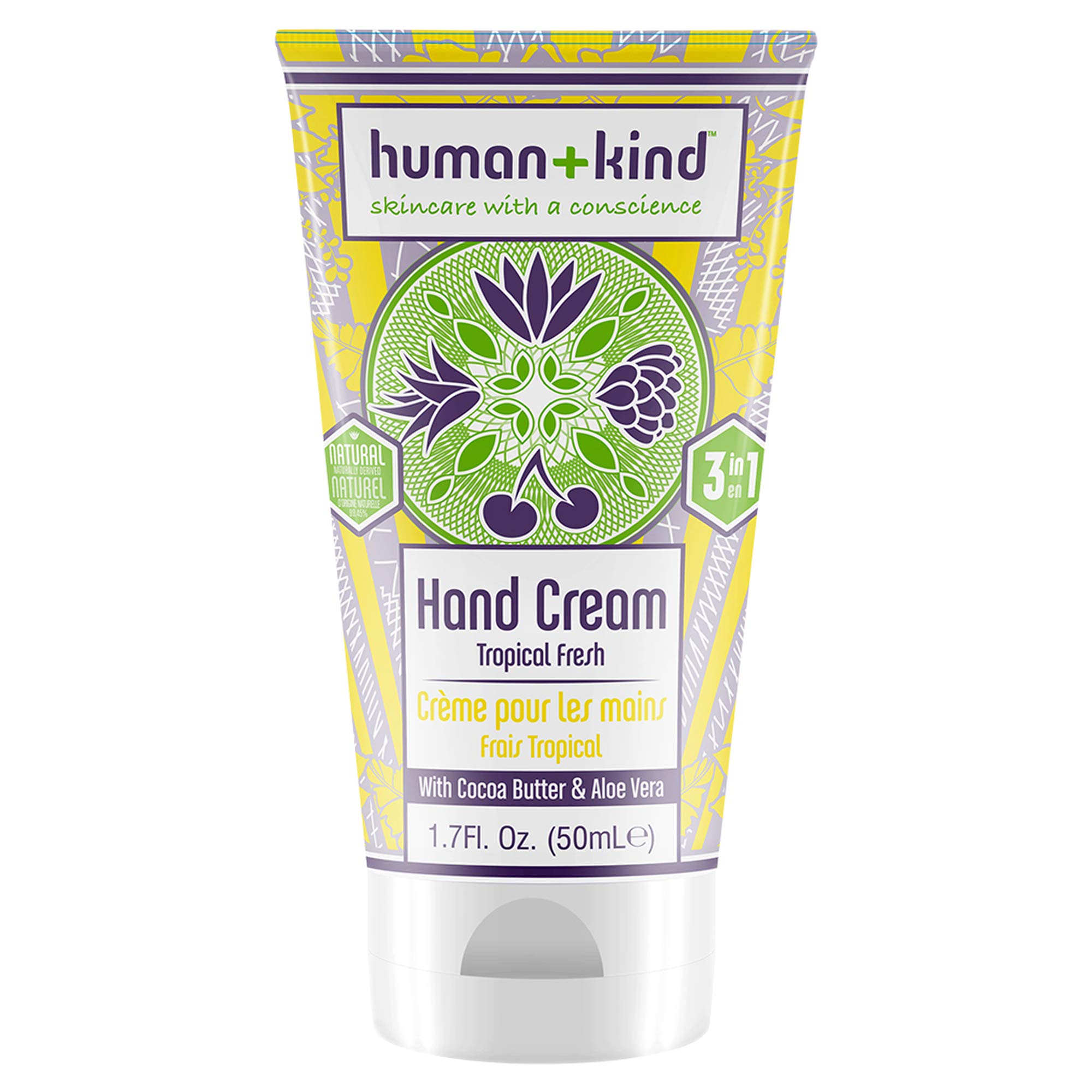 Human+Kind Moisturizing Hand Cream Tropical Fresh - Hydrating Cream with Avocado Oil and Shea Butter - Intense, Fast Absorbing Moisturizer for Smooth Skin - For Dry, Cracked Skin - 1.7 oz 1.7 Ounce (Pack of 1)