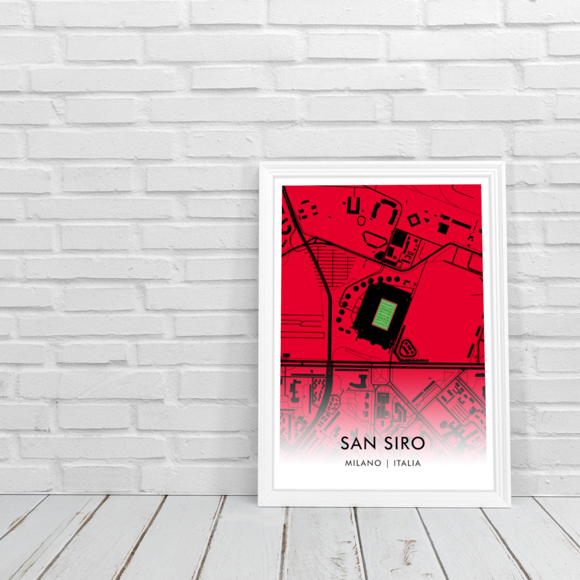 GroundDesigns AC MILAN Football Gift SAN SIRO Stadio Giuseppe Meazza Italia 90 Stadio Art Map A3 Stampa