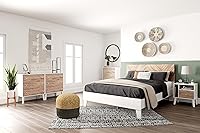 Vista 15 de Signature Design by Ashley Piperton - Cómoda de 6 cajones, color blanco y marrón claro Natural/ blanco