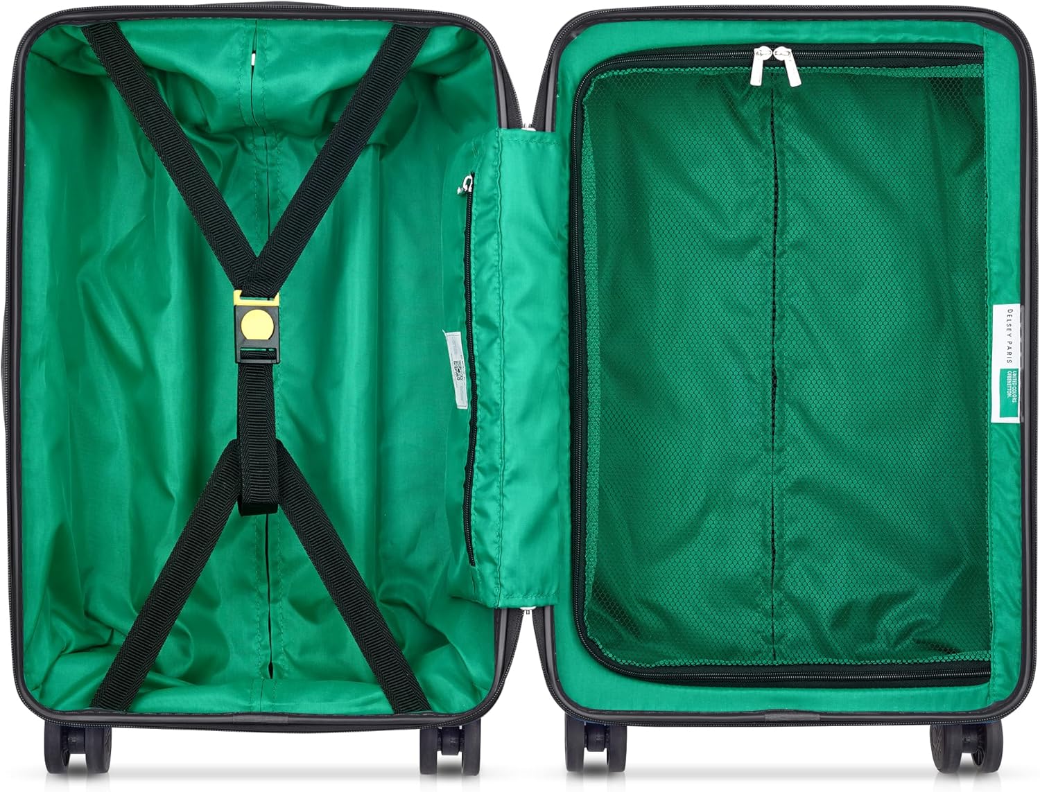 United Colors of Benetton Fabrica Hardside Luggage with Spinner Wheels, Green, Carry-On 19 Inch