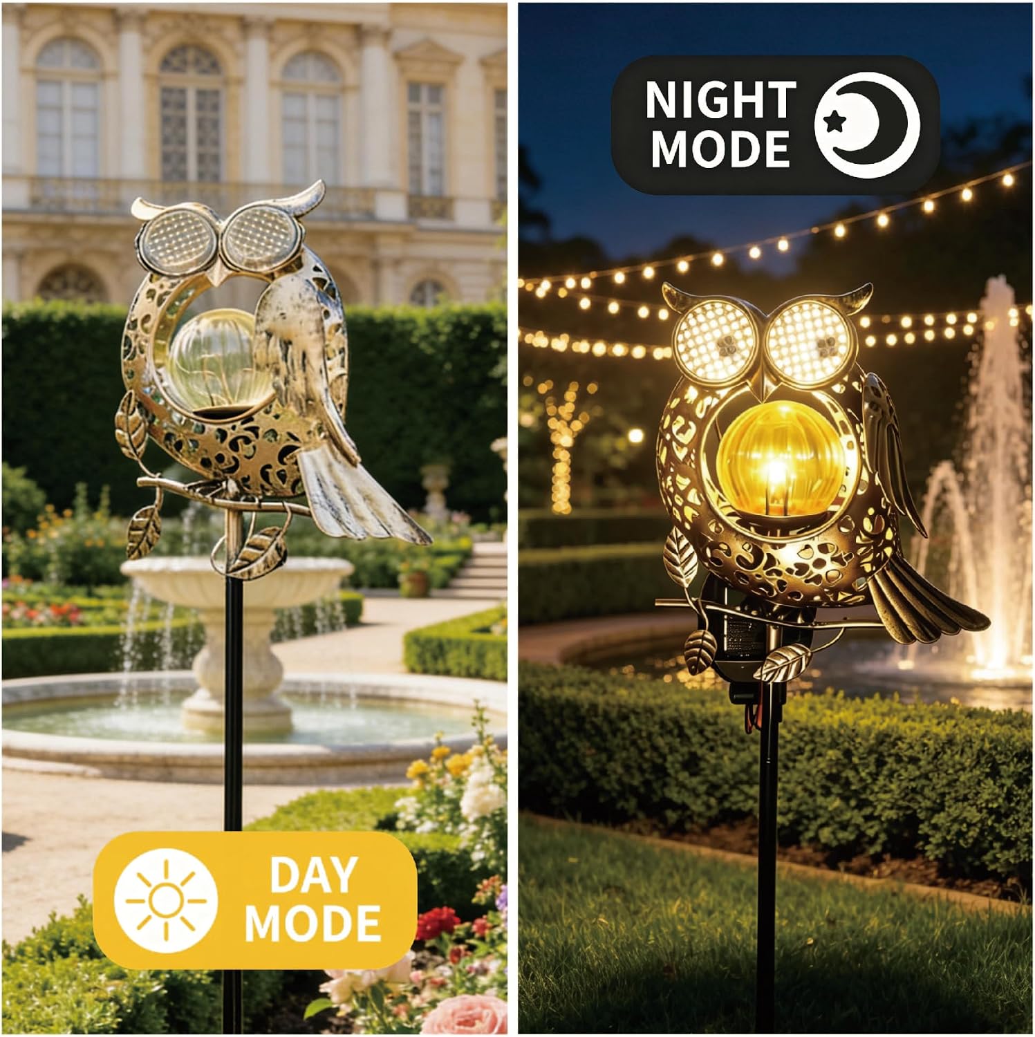 Solar Lights Outdoor Decor, Solar Owl Yard Decorations Outdoor, Garden Decorative with Blinking & Moving LED Eyes, IP65 Waterproof, Gifts for Women Mom, for Yard Patio Lawn Pathway Landscape
