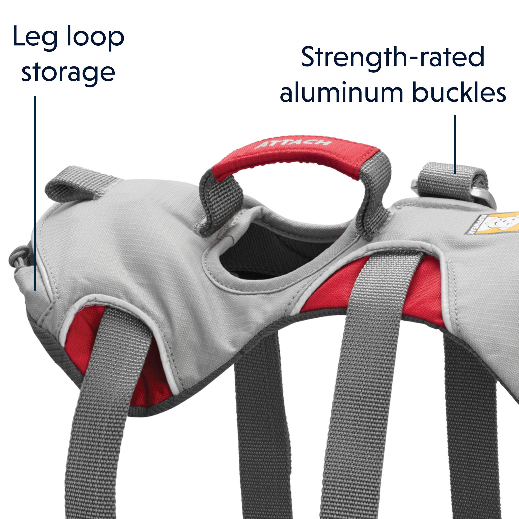 Ruffwear Imbracatura da Arrampicata per Cani, Razze da Grandi a Molto Grandi, vestibilità Regolabile, Taglia: L/XL, Grigio Cloudburst, Imbracatura Doppia