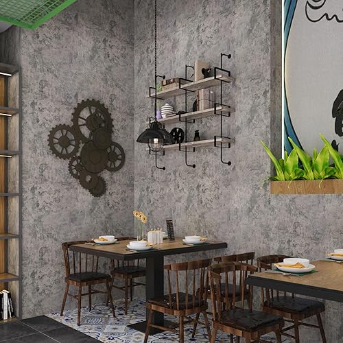 Miniatura 5 de Papel tapiz texturizado de hormigón extra ancho, color gris claro, mate, grueso, 31.5 x 197 pulgadas, papel de contacto de estilo industrial retro,