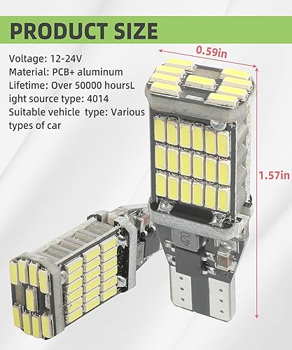 Miniatura 2 de RACOONA Paquete de 4 luces LED de marcha atrás, bombilla de marcha atrás, accesorios de automóvil, sin errores, luces traseras LED, luces de giro,