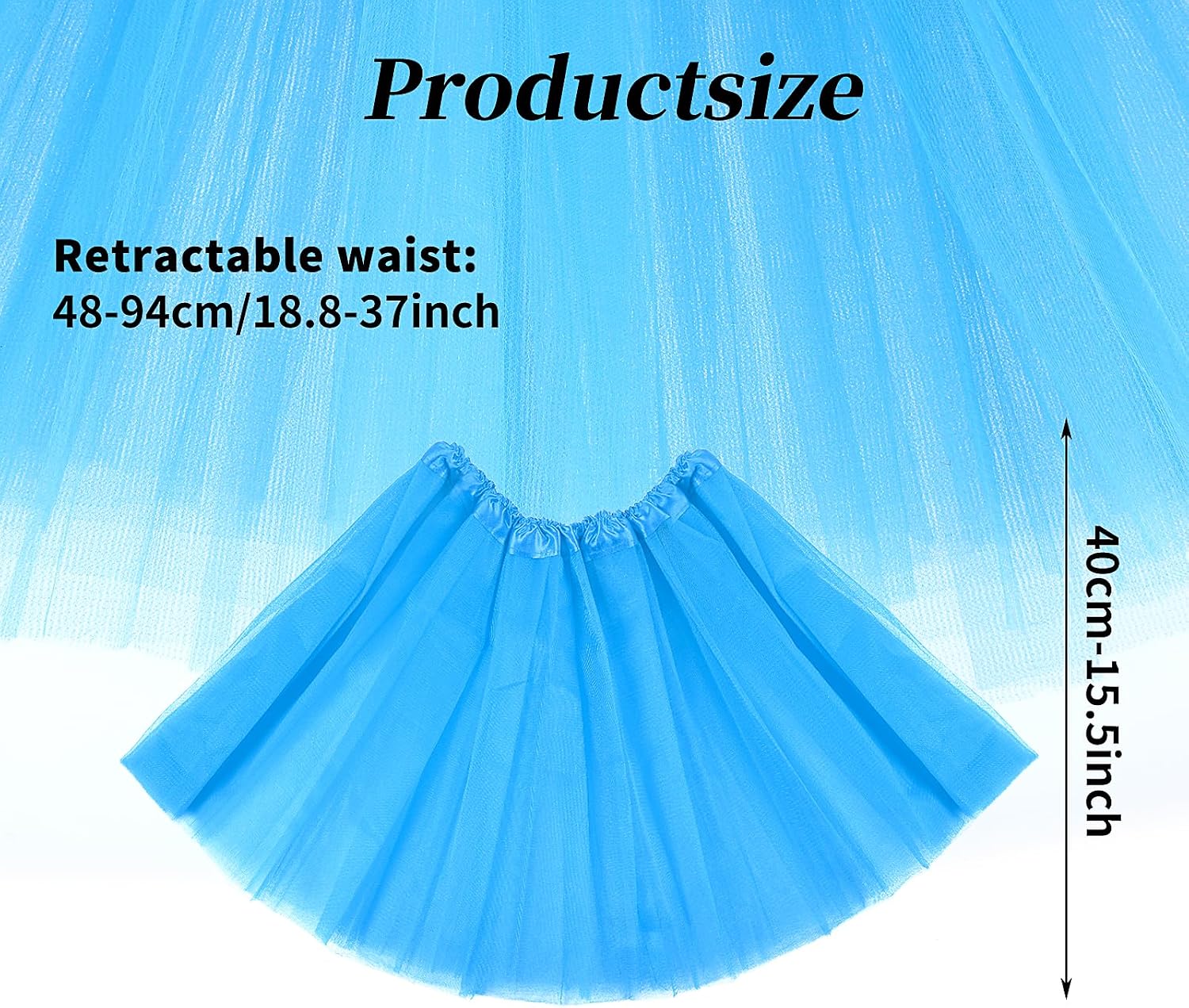 Tutu for Women Adults, Womens Blue Tutus, 3 Layered Tulle Tutu Skirts for Women Neon 80's Outfit Costumes Skirt (Lake Blue)